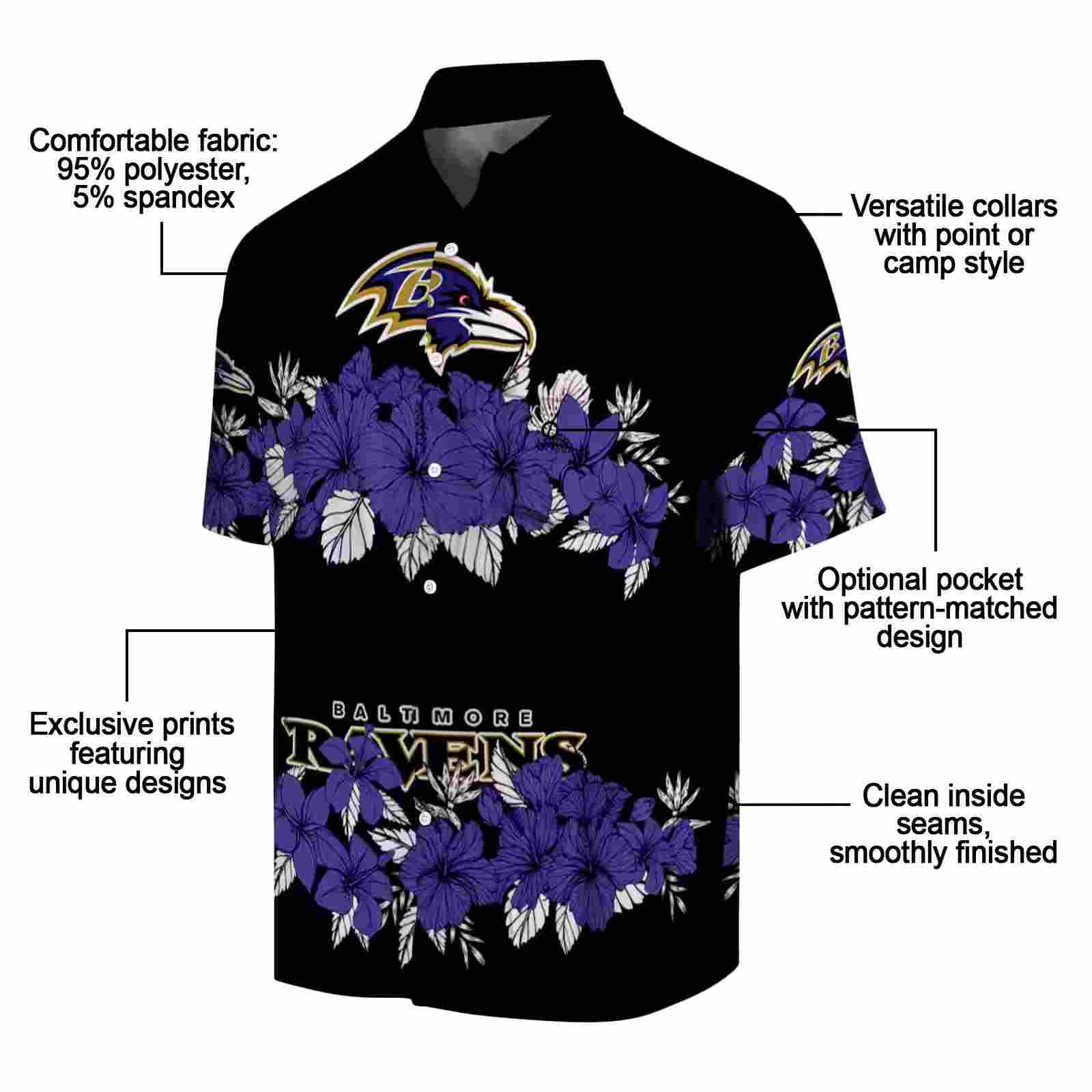 baltimore ravens hibiscus stripe purple black hawaiian shirt new arrival