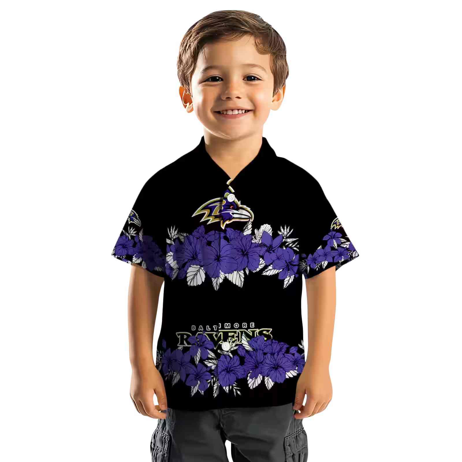 baltimore ravens hibiscus stripe purple black hawaiian shirt top rated