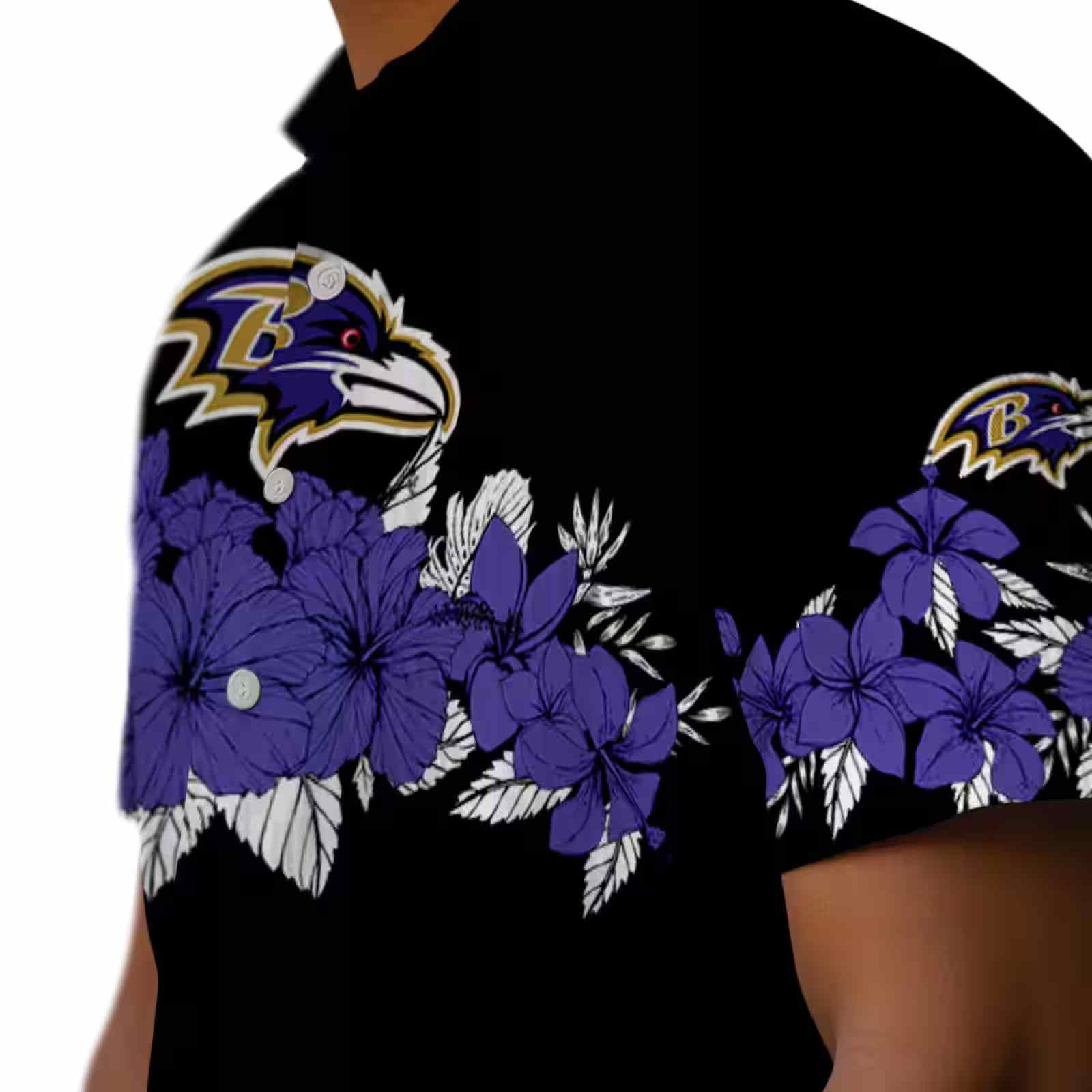 baltimore ravens hibiscus stripe purple black hawaiian shirt trendy