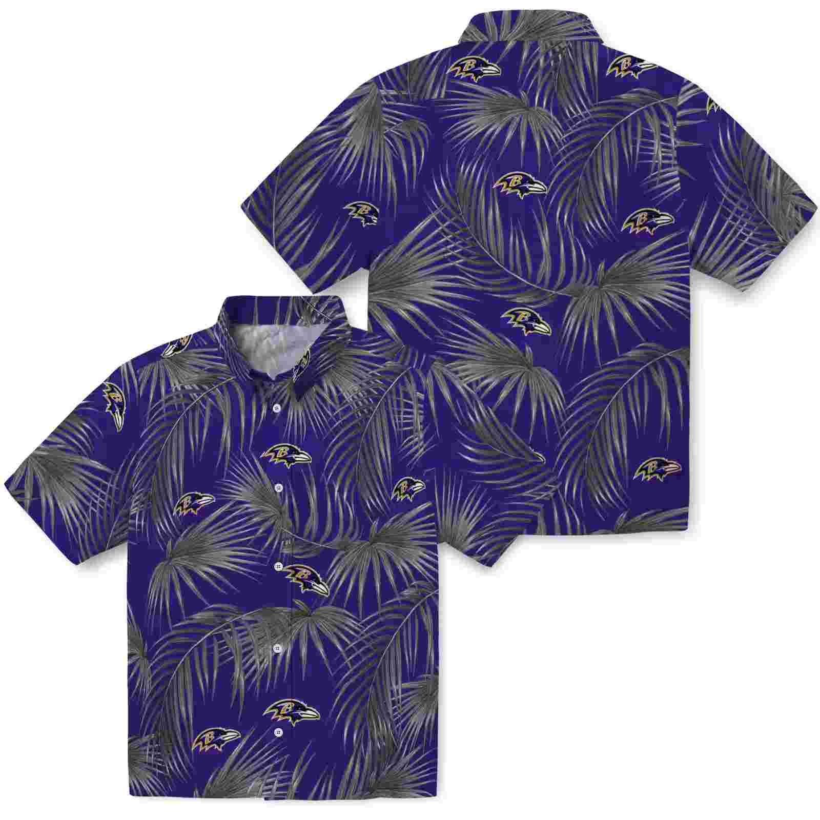 baltimore ravens leafy palms purple hawaiian shirt high quality