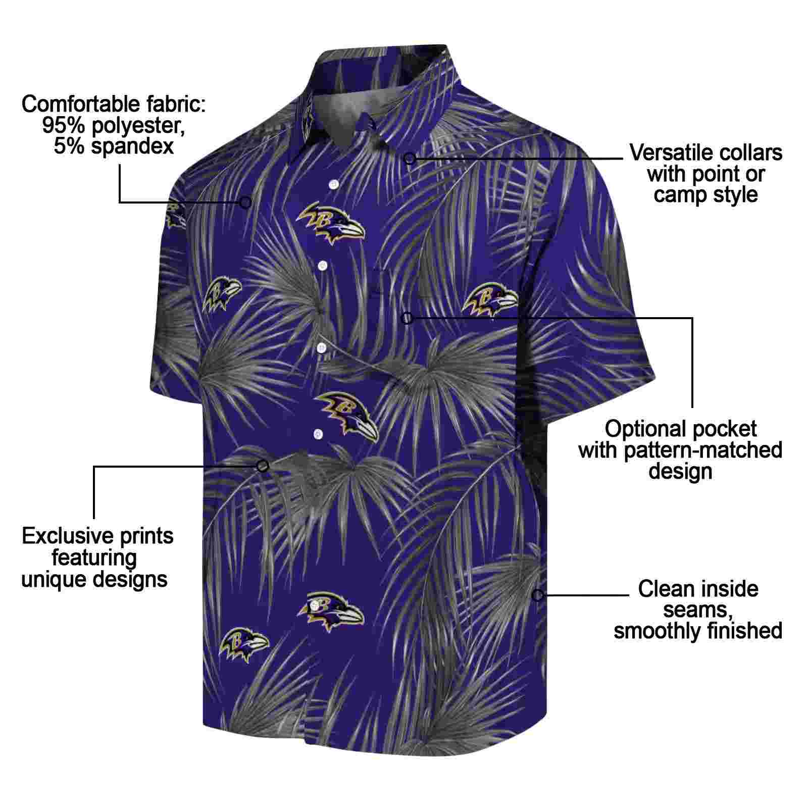 baltimore ravens leafy palms purple hawaiian shirt new arrival