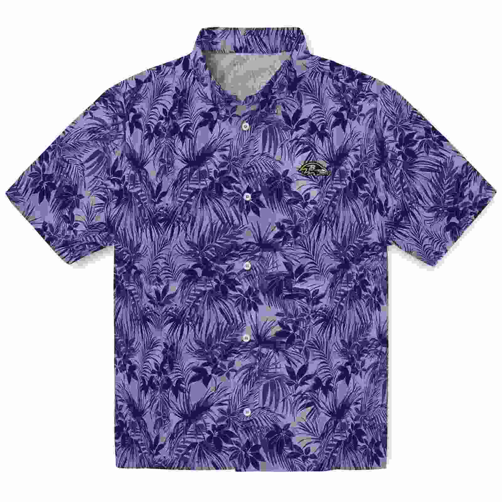 baltimore ravens leafy pattern purple hawaiian shirt best selling