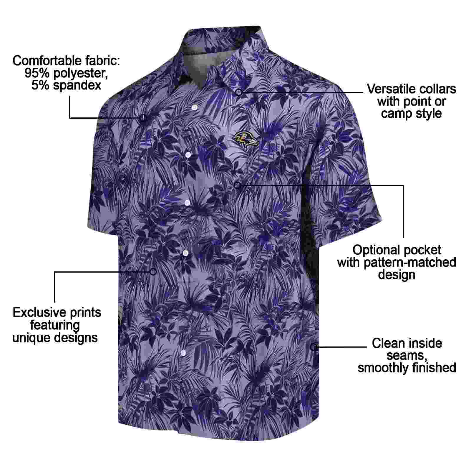 baltimore ravens leafy pattern purple hawaiian shirt new arrival