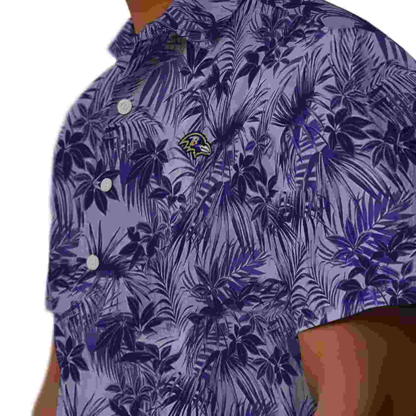 baltimore ravens leafy pattern purple hawaiian shirt trendy