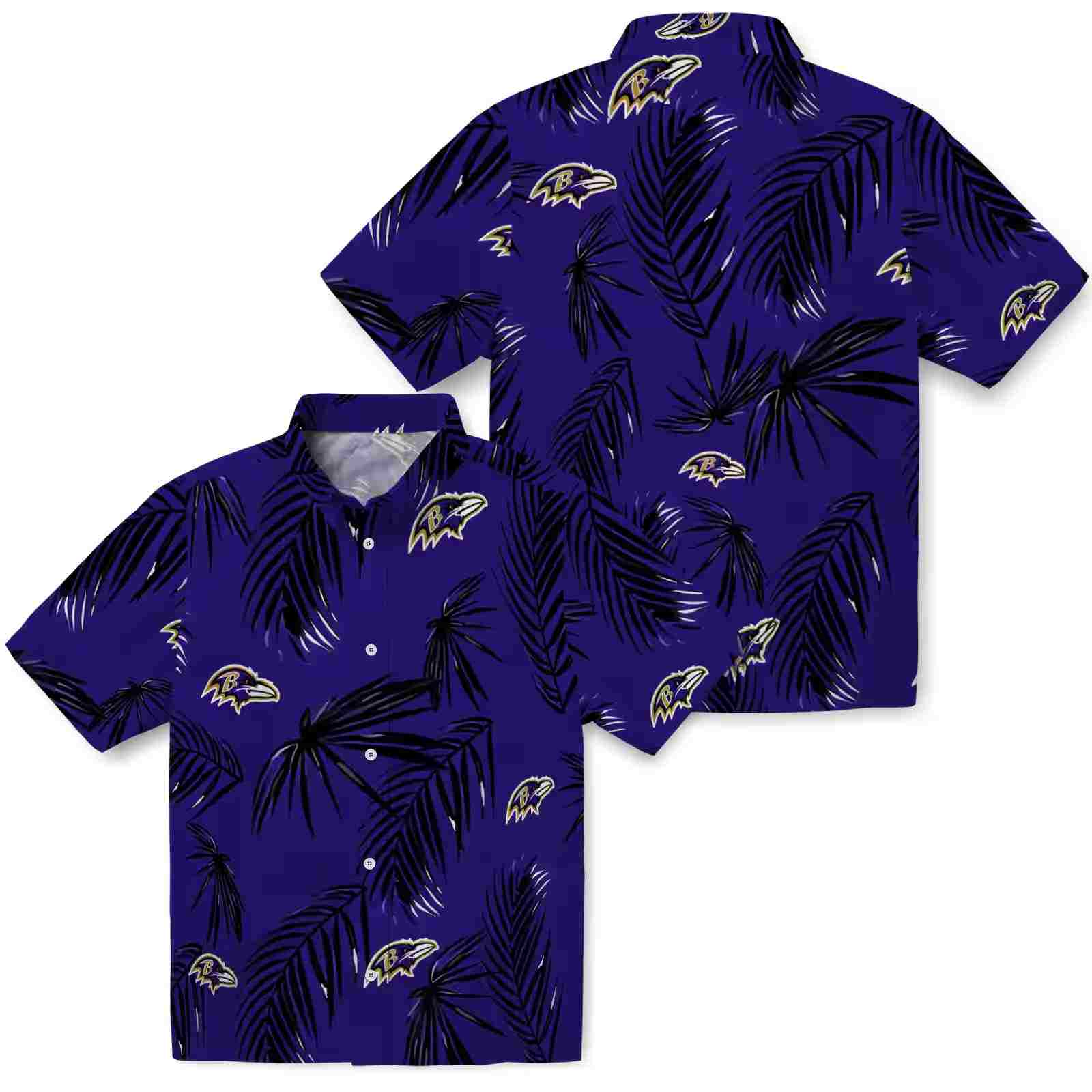 baltimore ravens palm leaf purple hawaiian shirt high quality