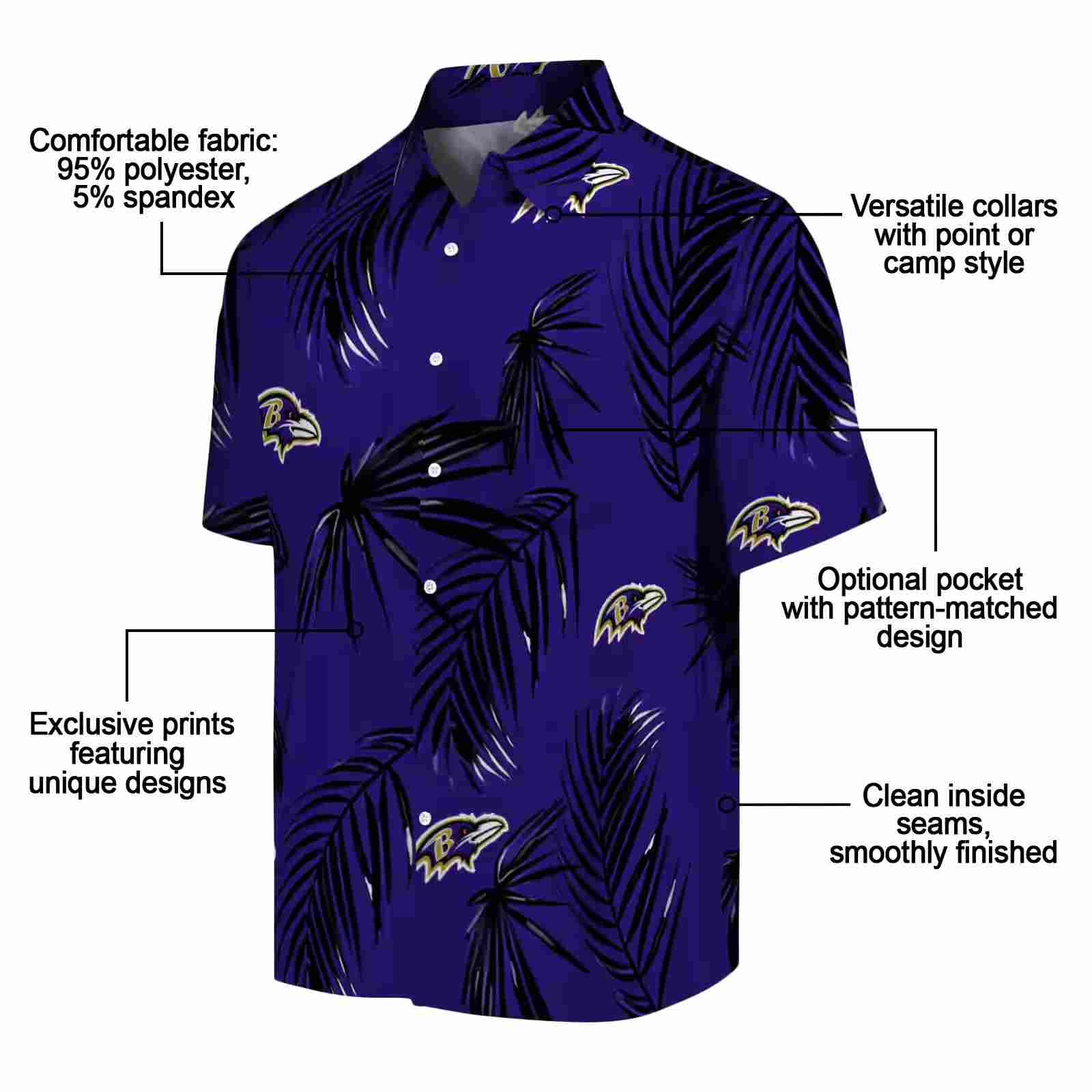 baltimore ravens palm leaf purple hawaiian shirt new arrival