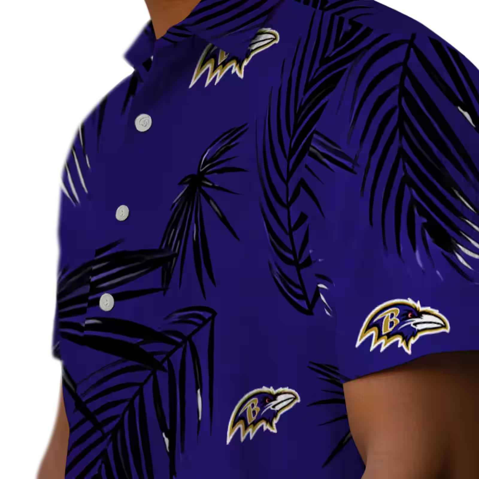 baltimore ravens palm leaf purple hawaiian shirt trendy