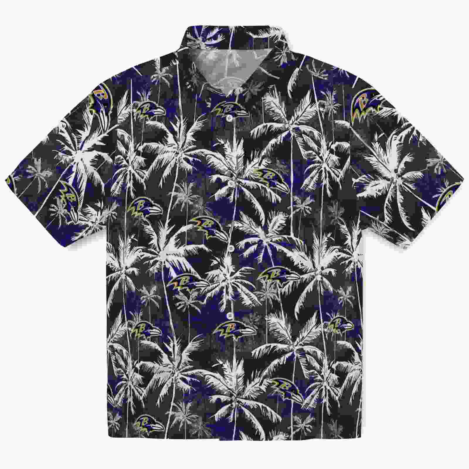 Baltimore Ravens Palm Pattern Purple Black Hawaiian Shirt