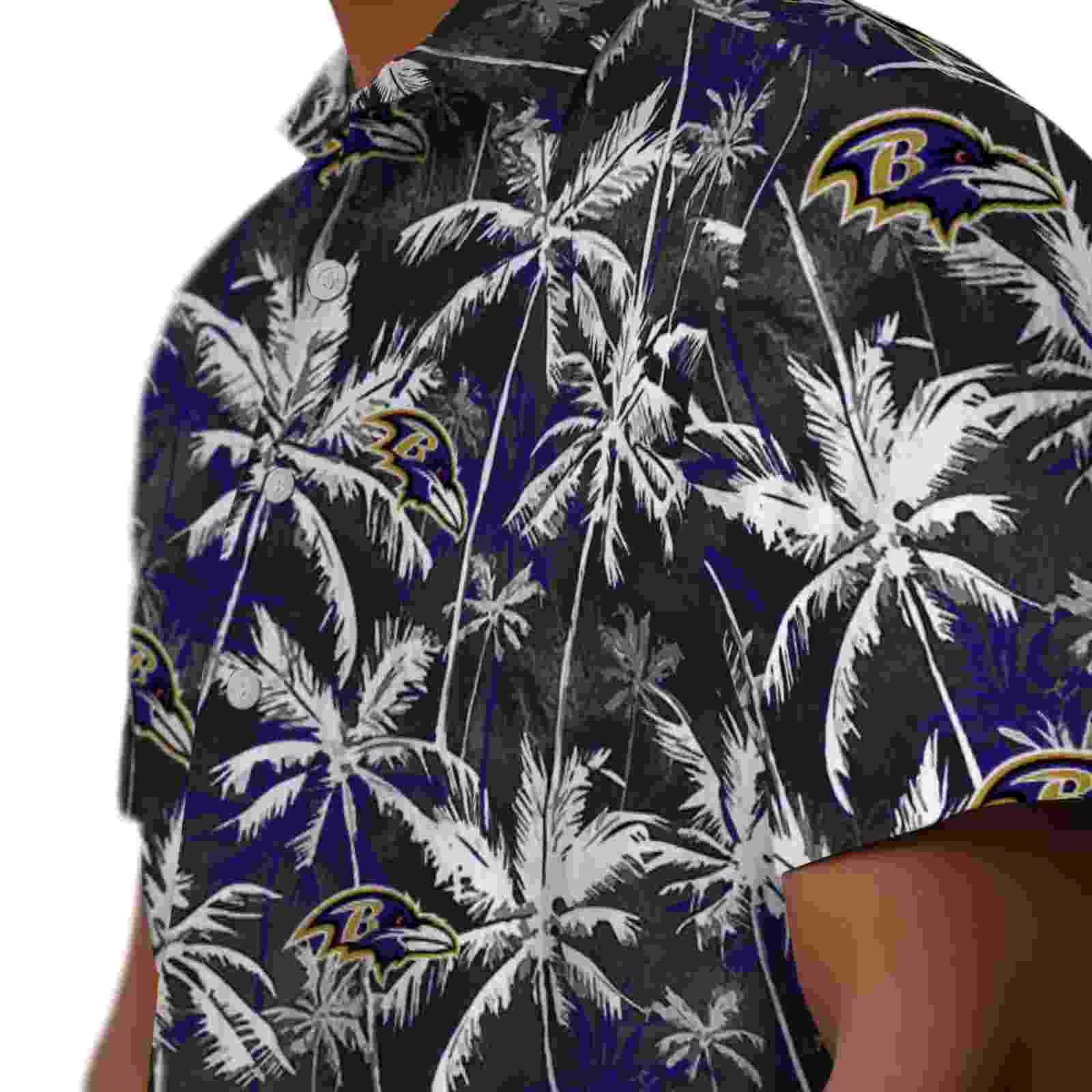 baltimore ravens palm pattern purple black hawaiian shirt trendy