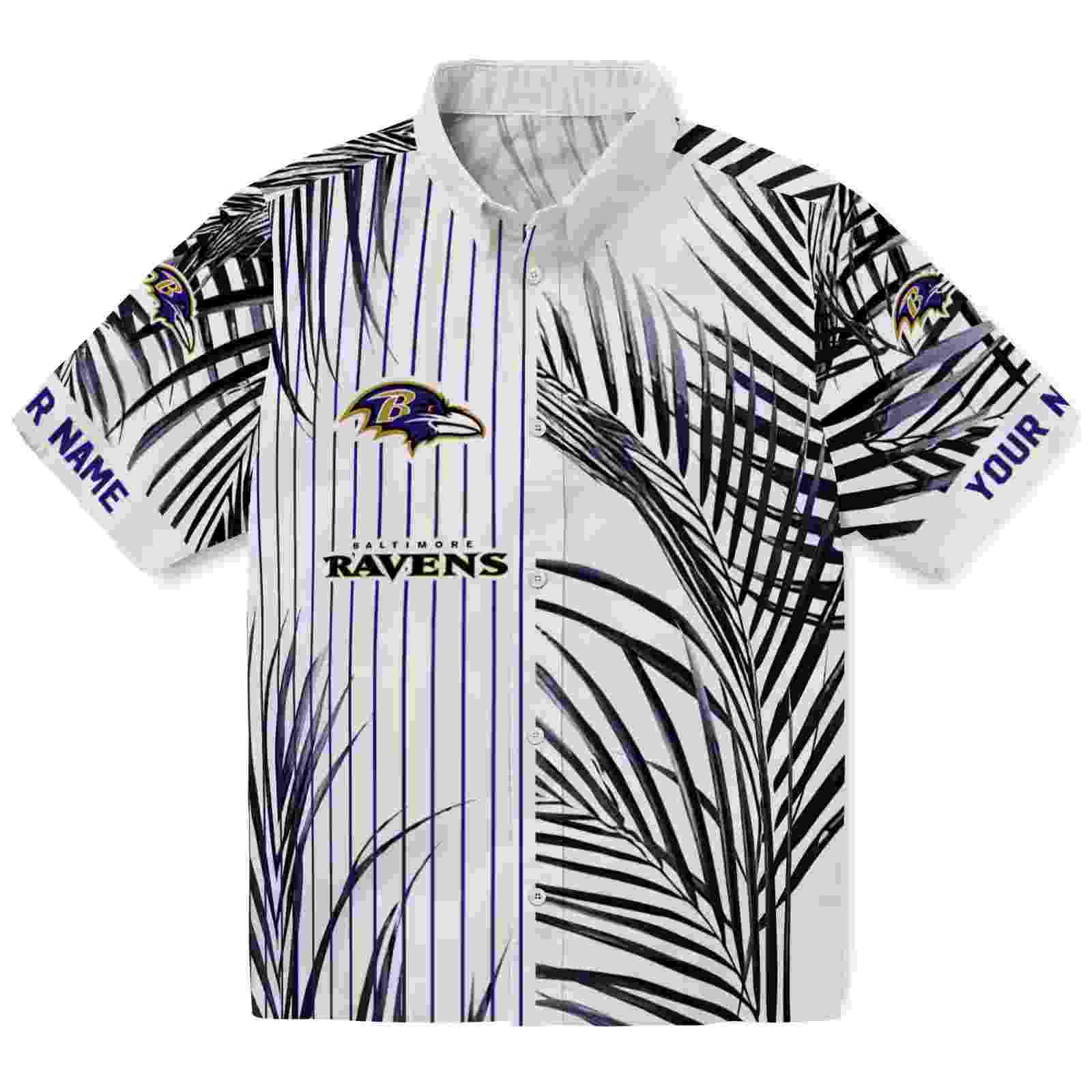 baltimore ravens palm stripes purple black white hawaiian shirt best selling