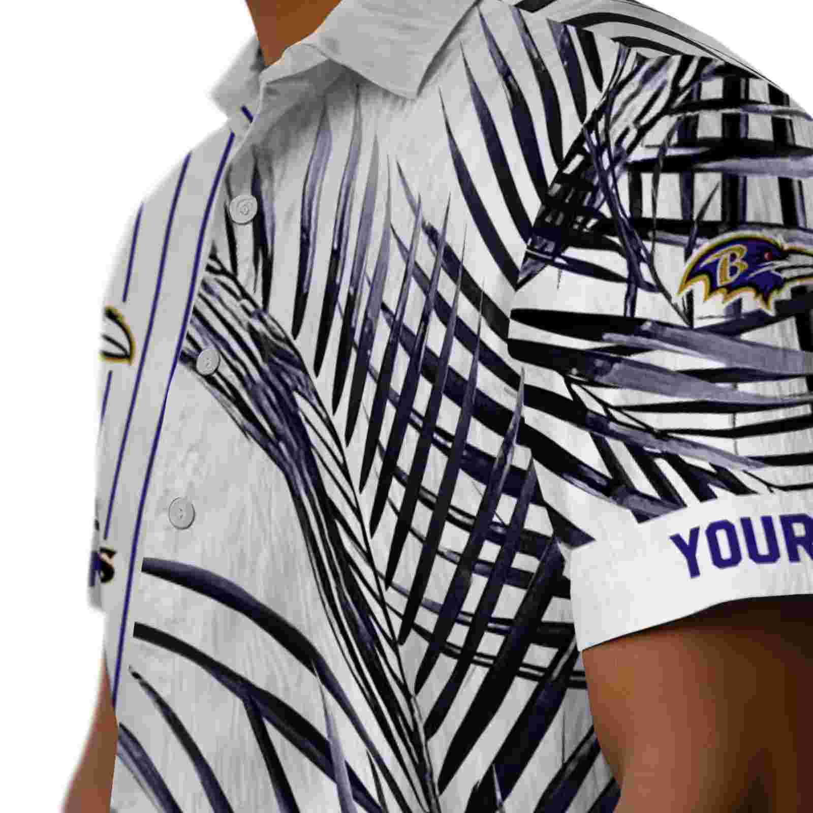 baltimore ravens palm stripes purple black white hawaiian shirt trendy