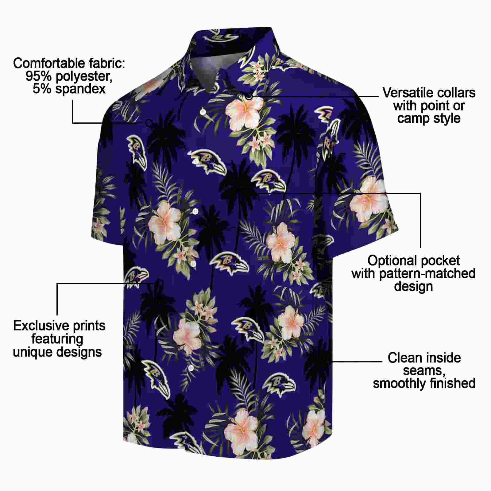 baltimore ravens palm tree flower purple hawaiian shirt new arrival