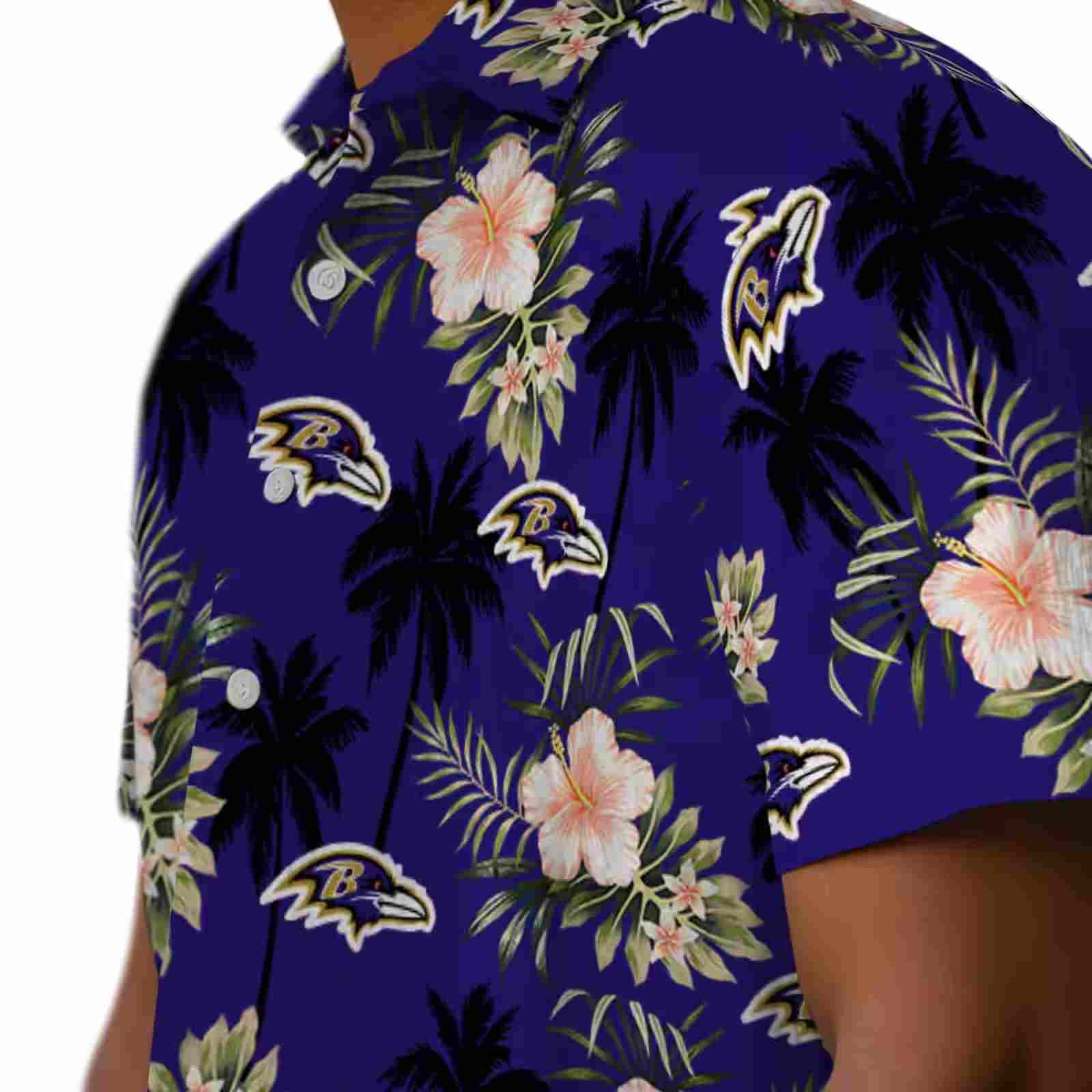 baltimore ravens palm tree flower purple hawaiian shirt trendy