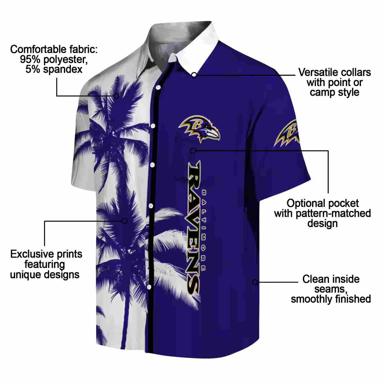 baltimore ravens palm trees purple white hawaiian shirt new arrival