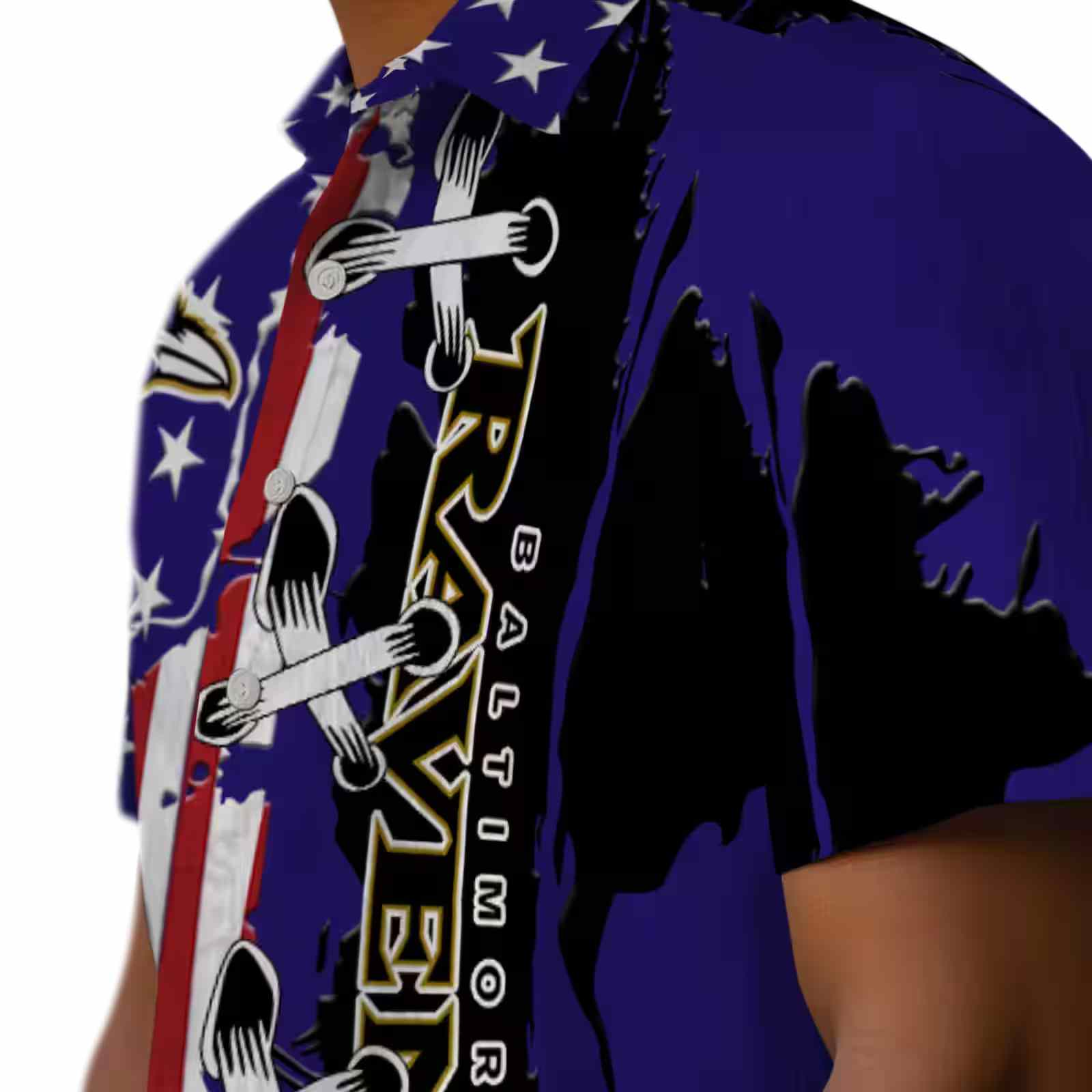 baltimore ravens stitched flag purple hawaiian shirt trendy