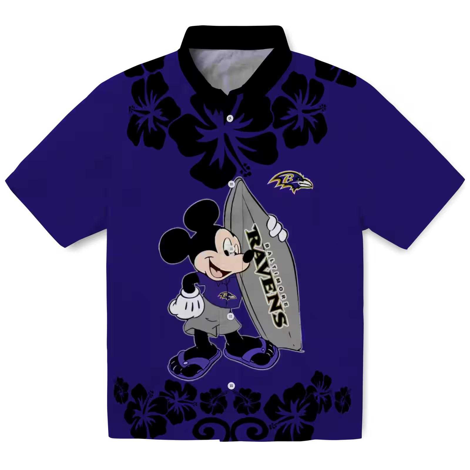 baltimore ravens surfing mickey purple hawaiian shirt best selling