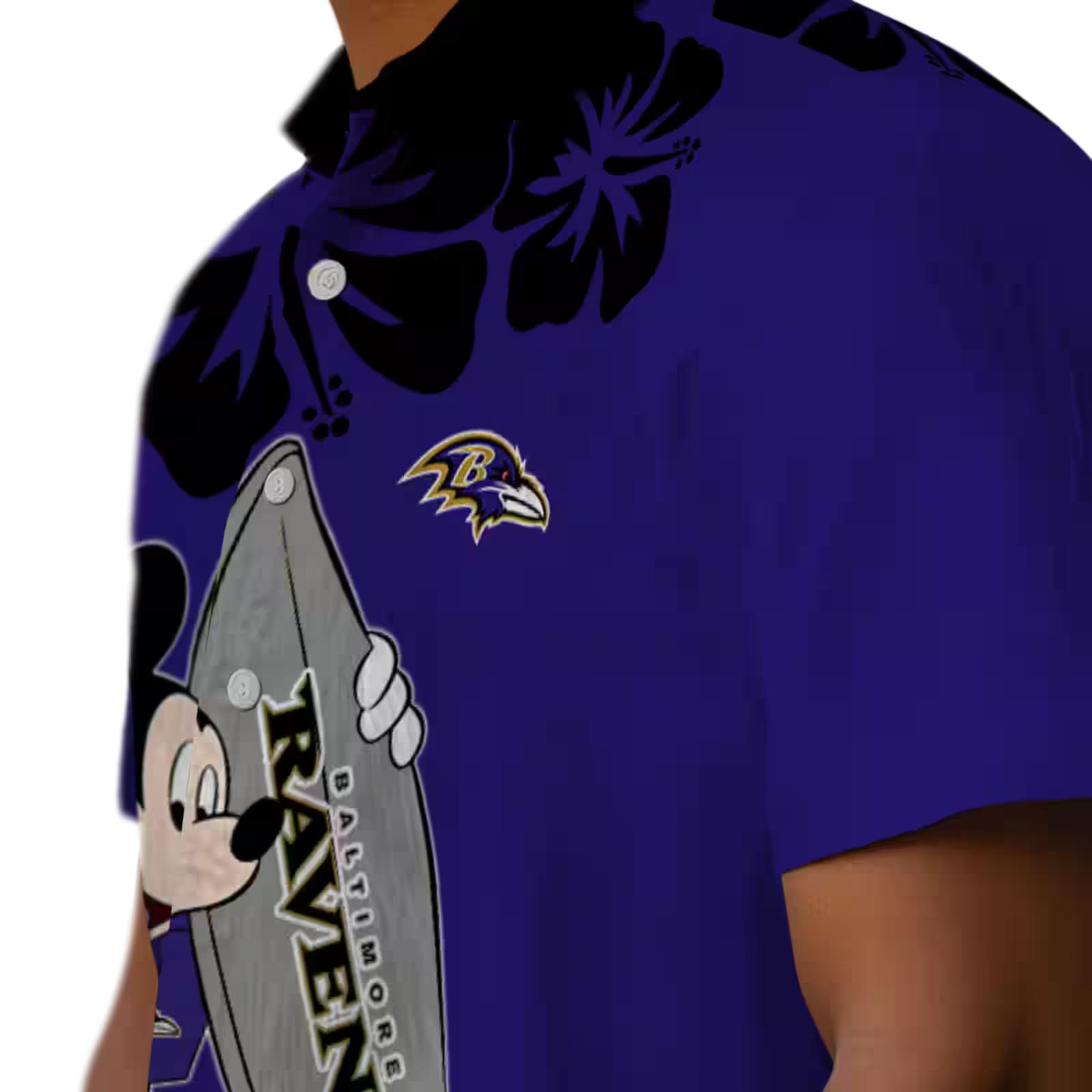 baltimore ravens surfing mickey purple hawaiian shirt trendy