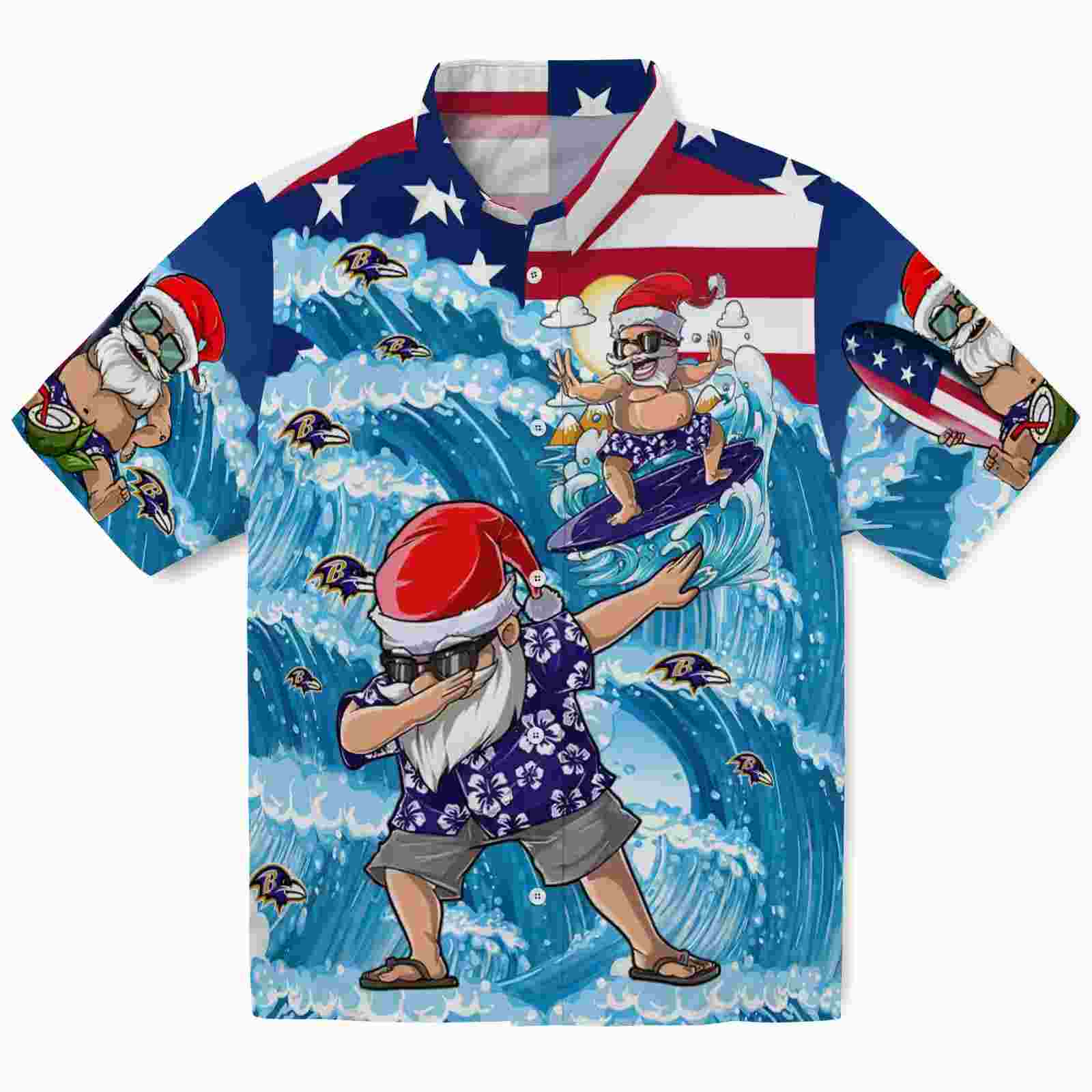 baltimore ravens surfing santa blue hawaiian shirt best selling