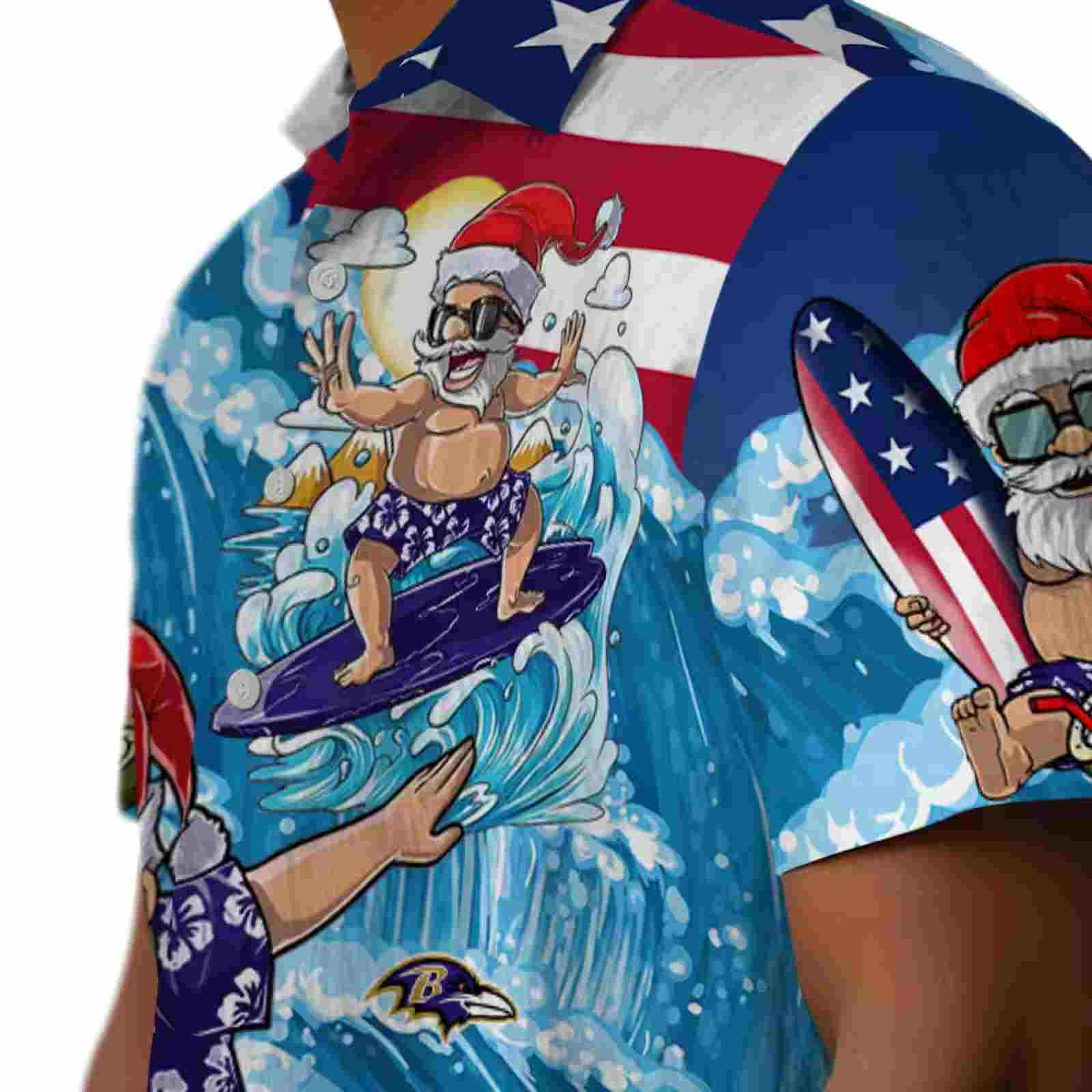 baltimore ravens surfing santa blue hawaiian shirt trendy