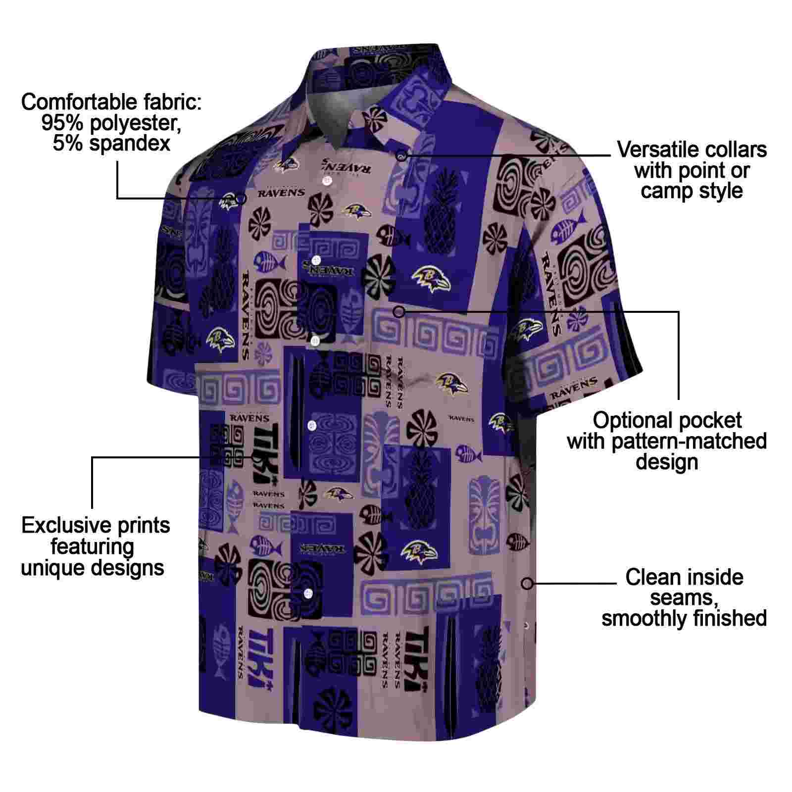 baltimore ravens tribal symbols purple hawaiian shirt new arrival