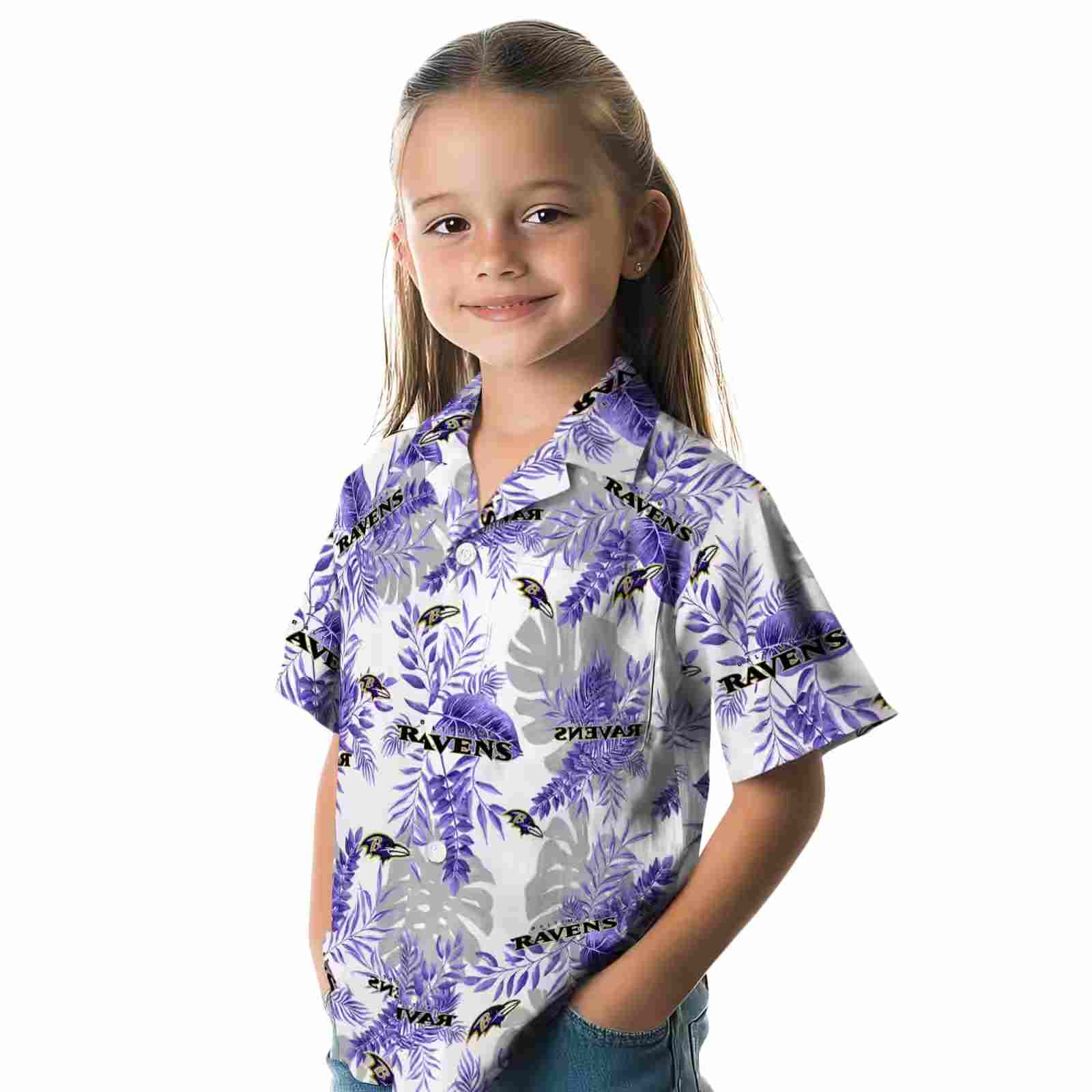 baltimore ravens tropical leaves purple white hawaiian shirt premium grade