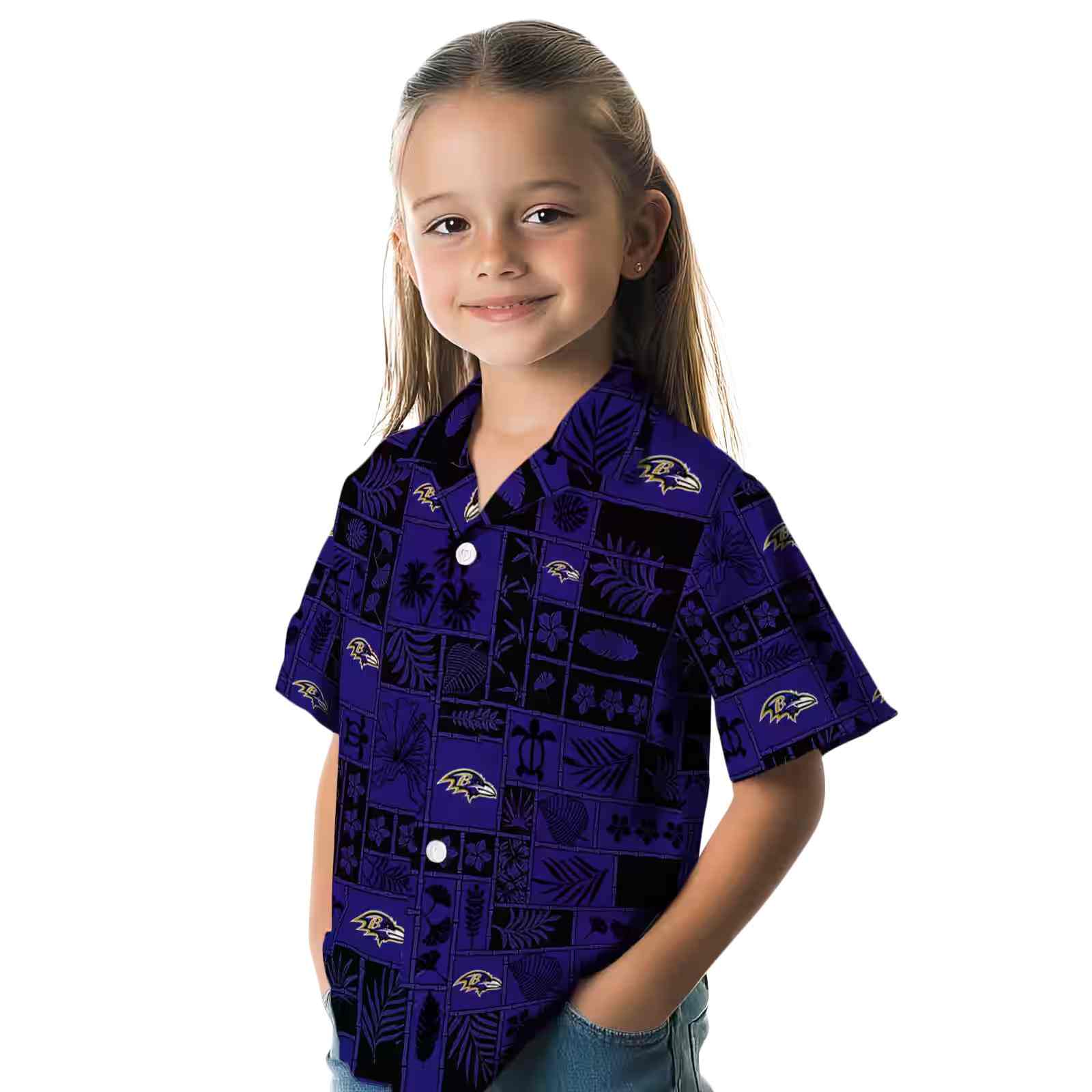 baltimore ravens tropical patchwork purple black hawaiian shirt premium grade