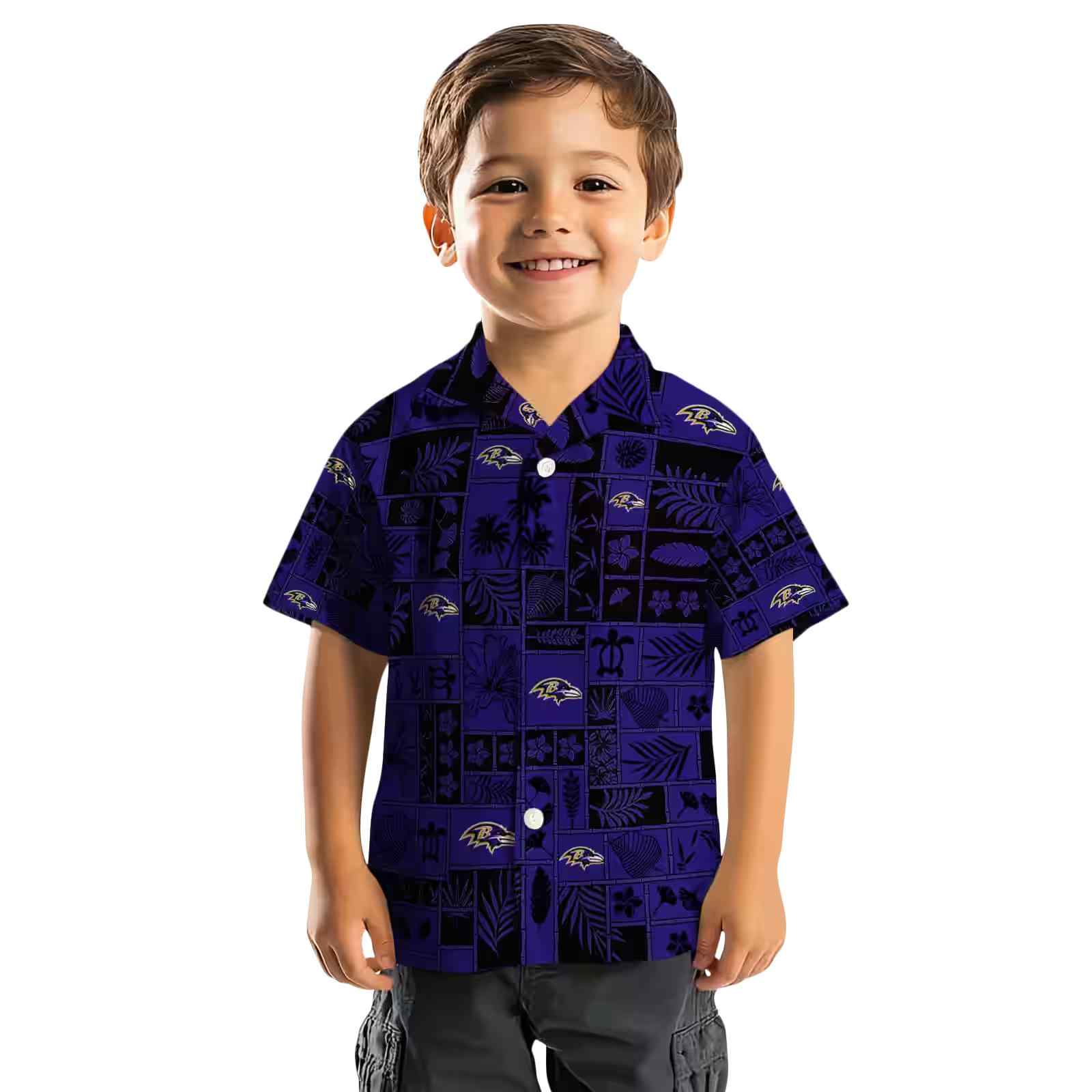 baltimore ravens tropical patchwork purple black hawaiian shirt top rated