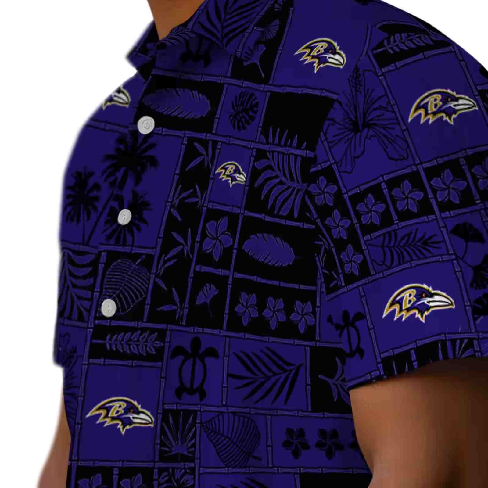 baltimore ravens tropical patchwork purple black hawaiian shirt trendy