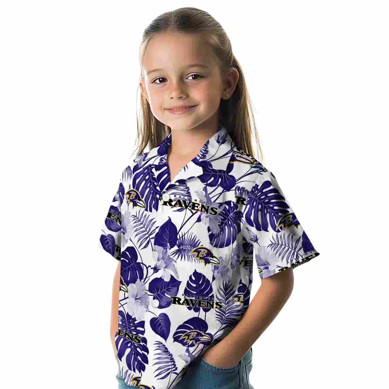 baltimore ravens tropical plants purple white hawaiian shirt premium grade