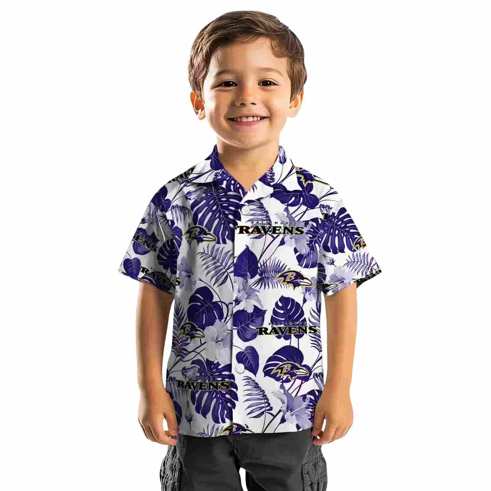 baltimore ravens tropical plants purple white hawaiian shirt top rated