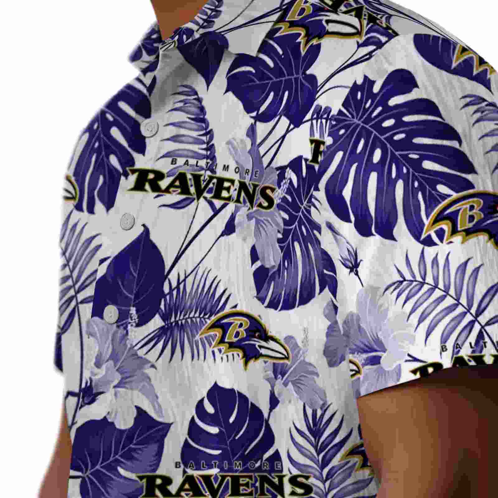 baltimore ravens tropical plants purple white hawaiian shirt trendy