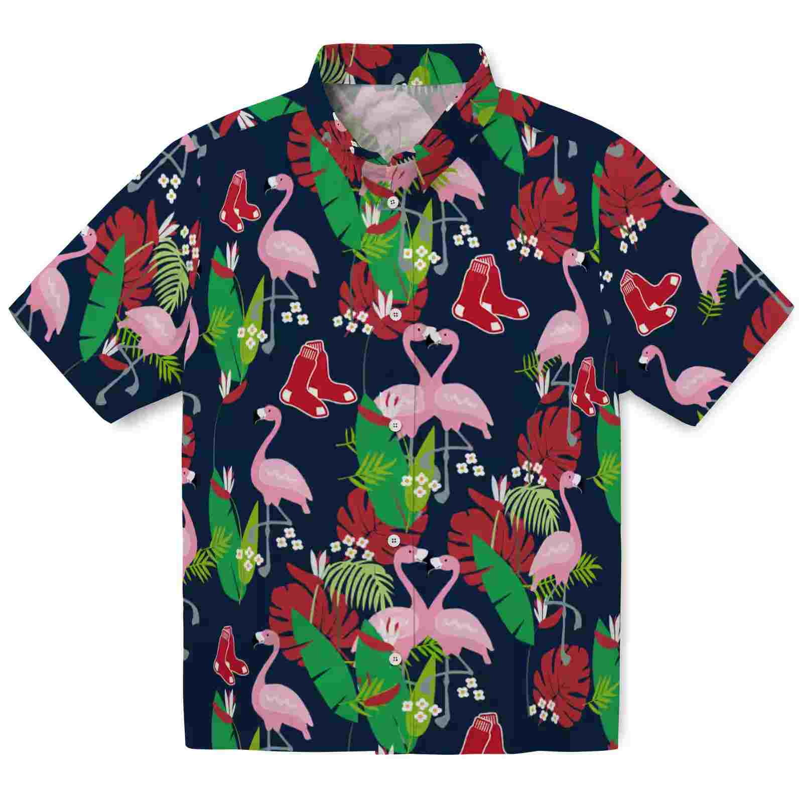 Boston Red Sox Flamingo Foliage Red Green Hawaiian Shirt