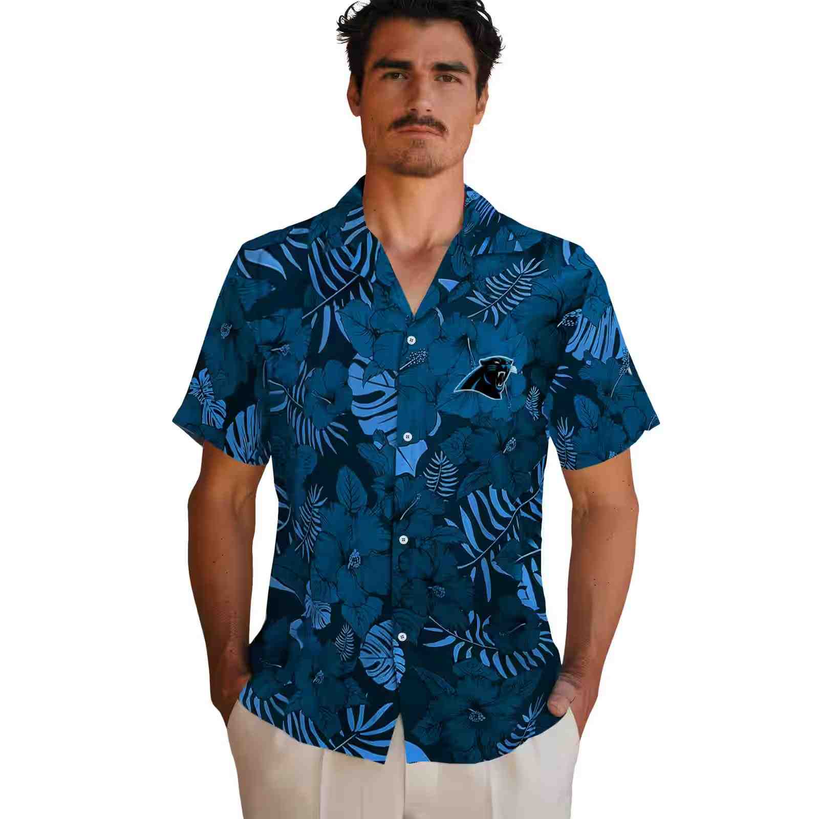 carolina panthers jungle vibes blue hawaiian shirt fashion forward