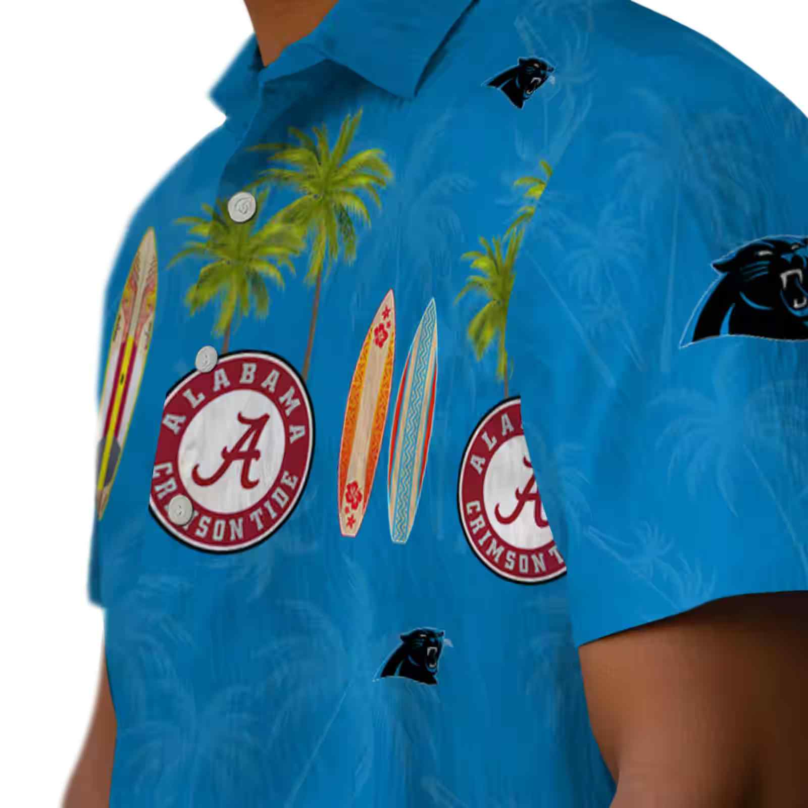 carolina panthers surfboard palm blue hawaiian shirt trendy