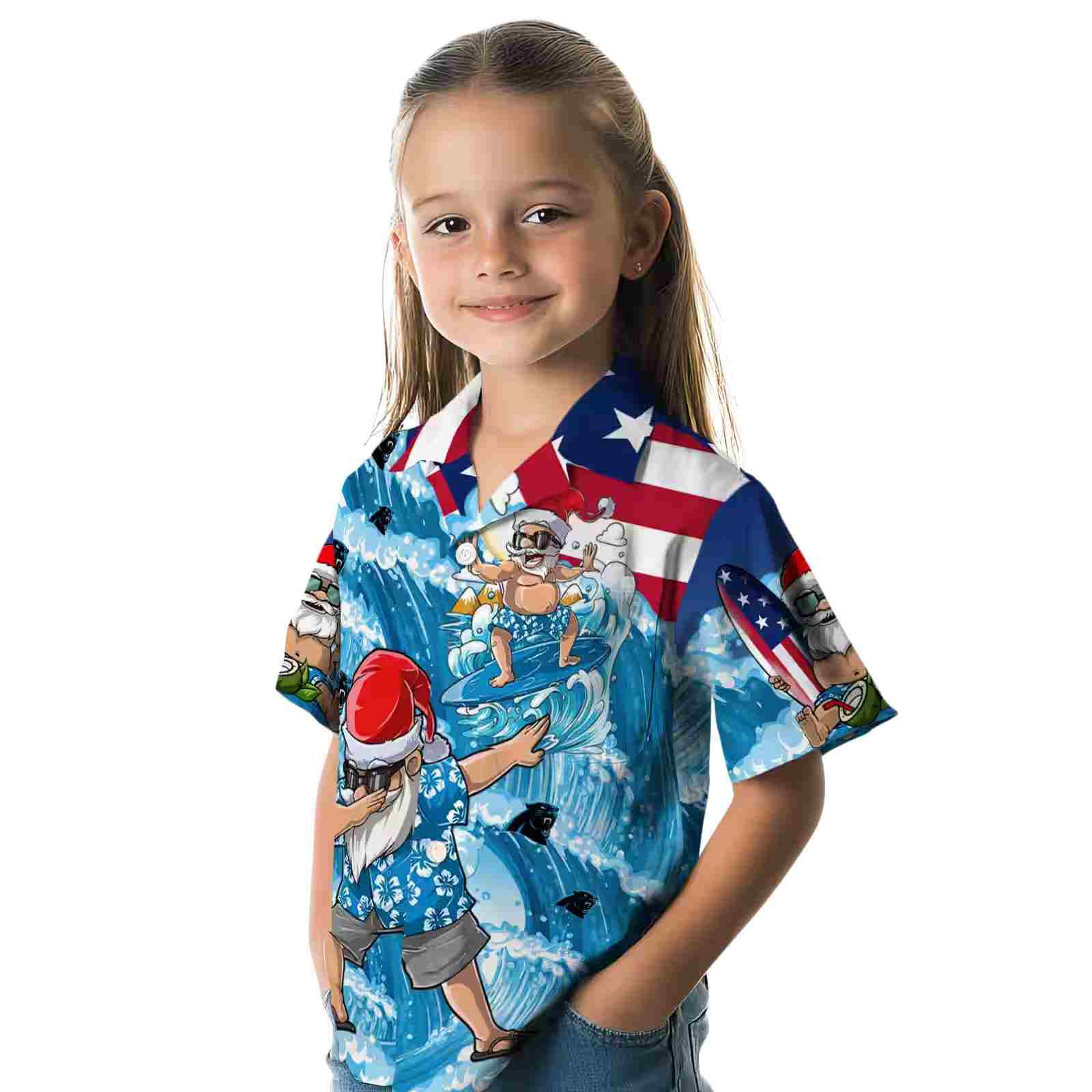 carolina panthers surfing santa blue hawaiian shirt premium grade