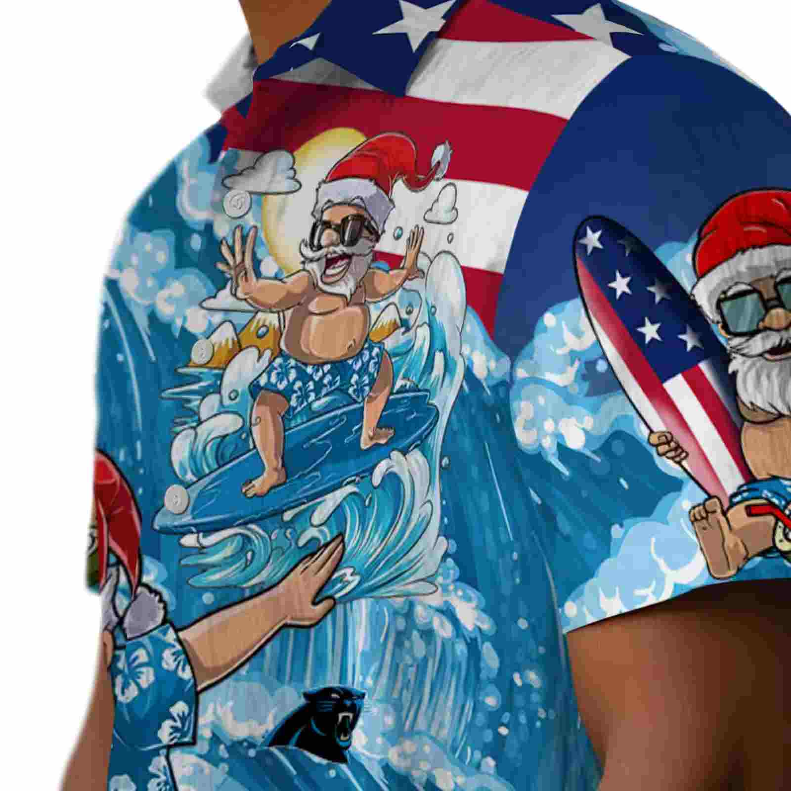 carolina panthers surfing santa blue hawaiian shirt trendy