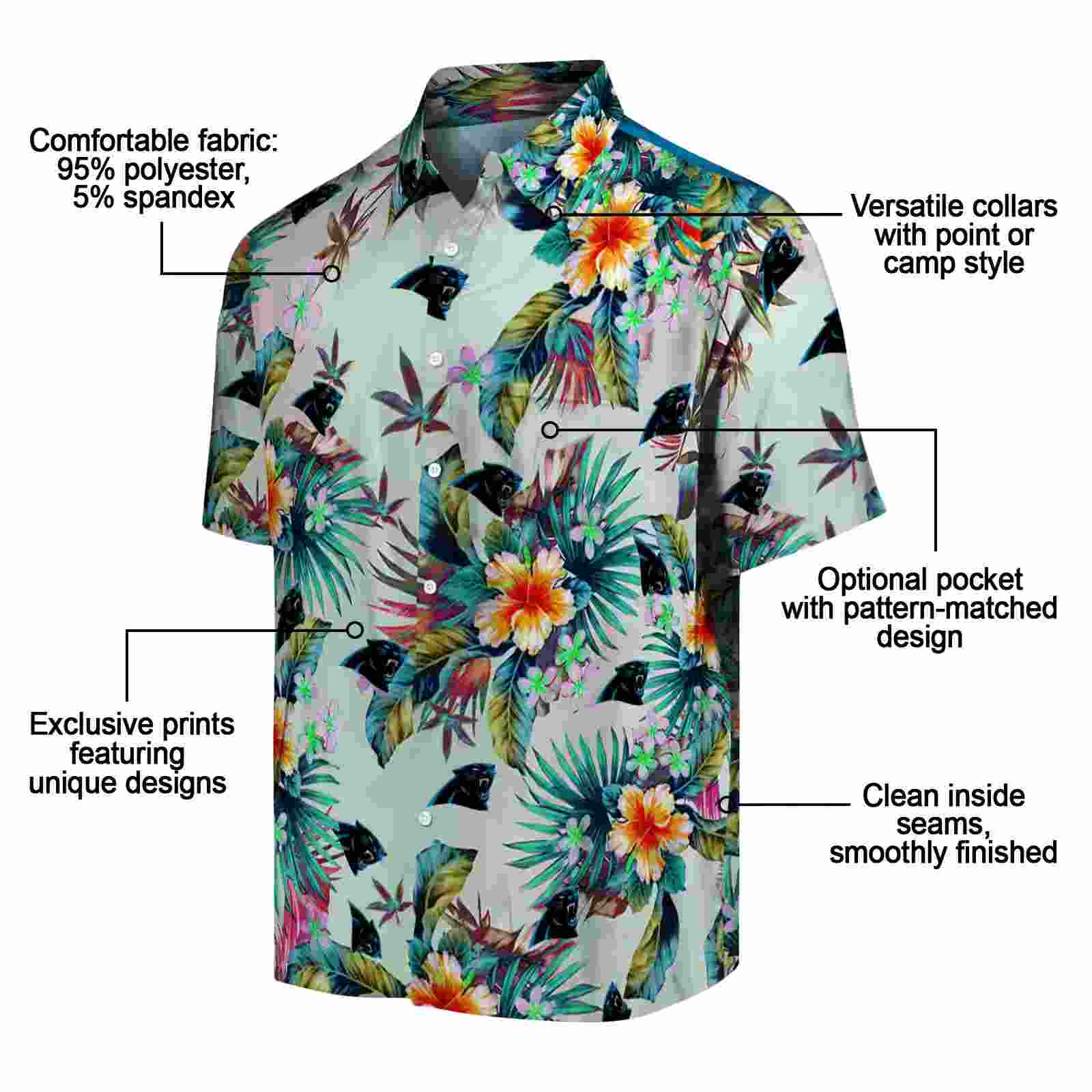 carolina panthers tropical foliage green hawaiian shirt new arrival