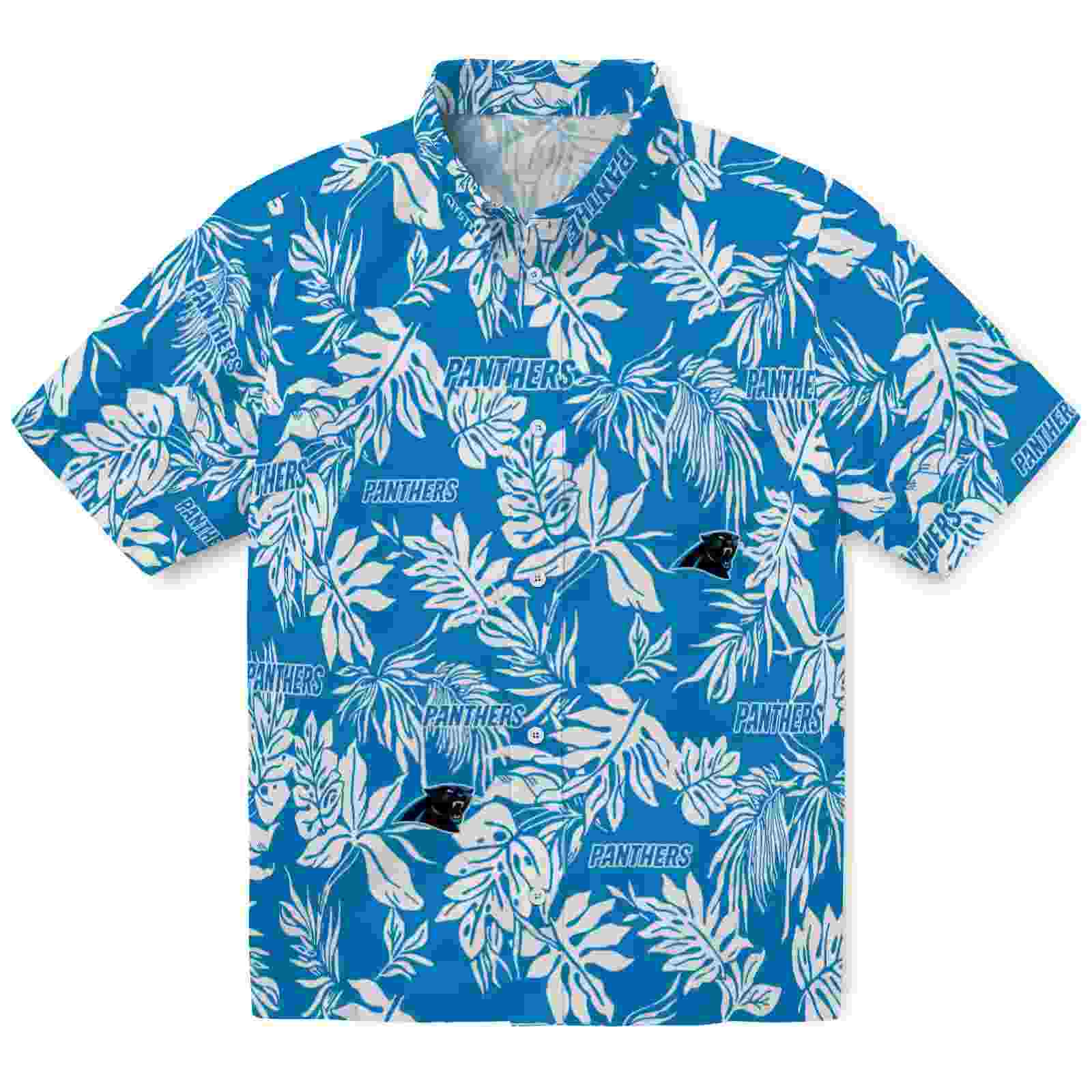 Carolina Panthers Tropical Leaf Blue White Hawaiian Shirt