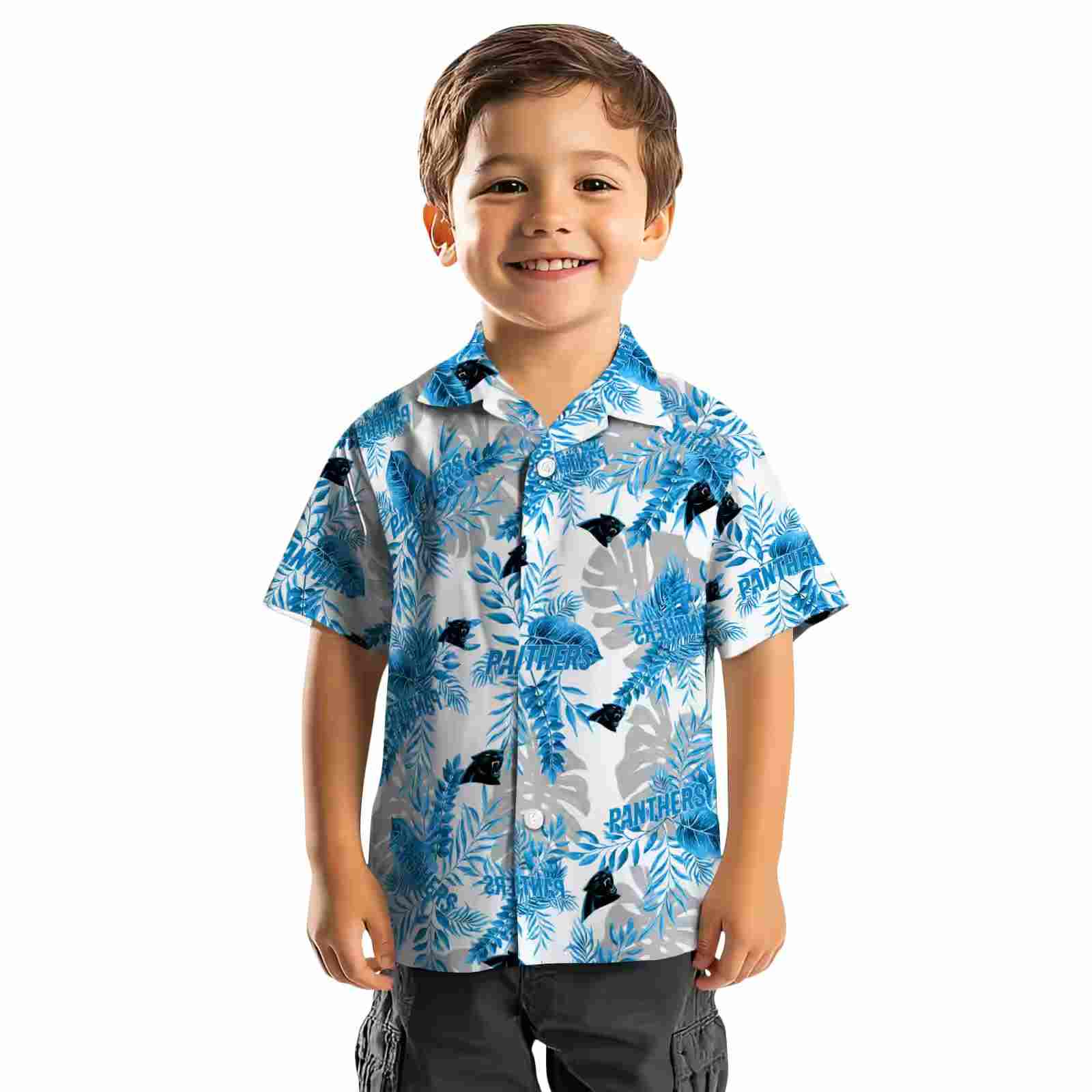 carolina panthers tropical leaves blue white hawaiian shirt top rated