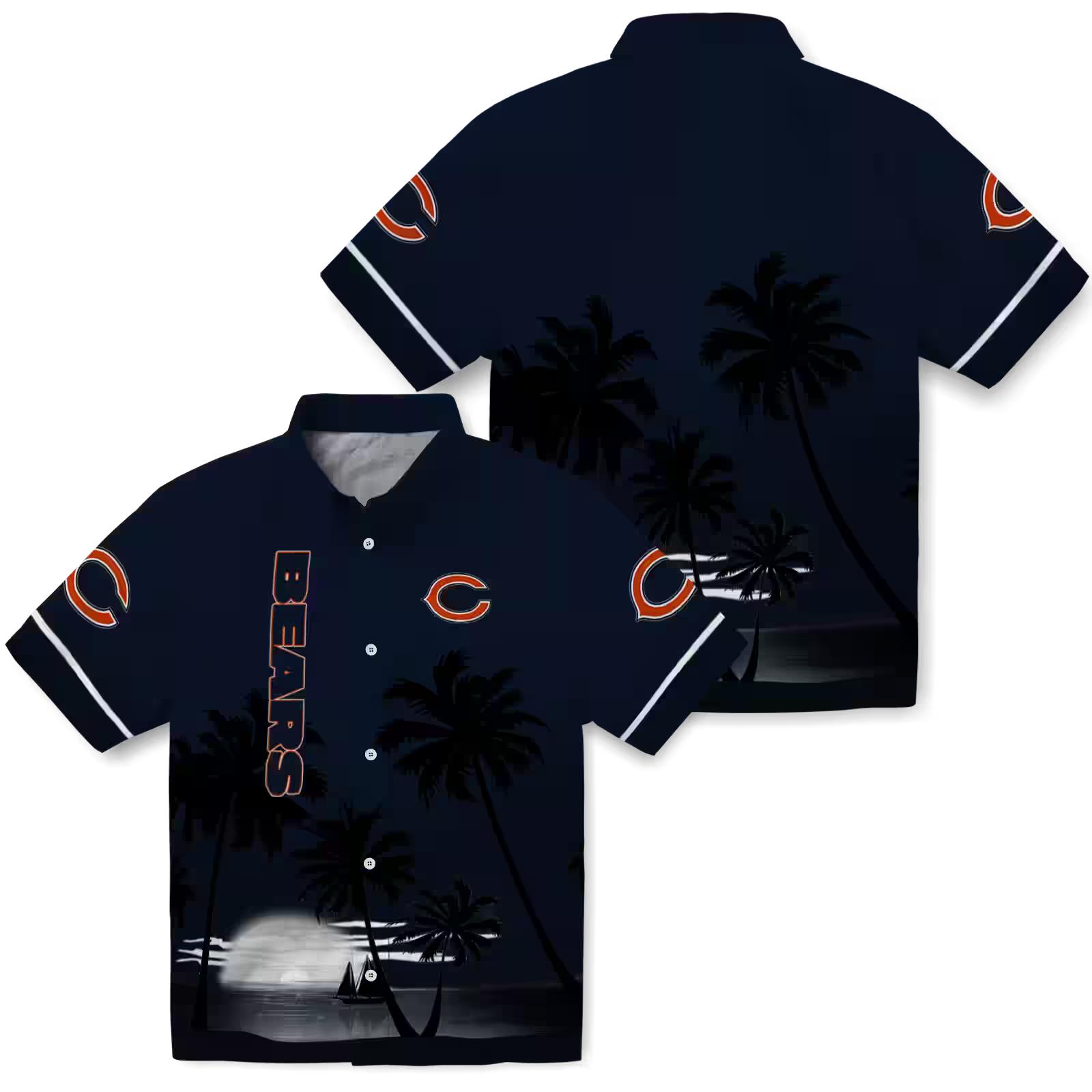 chicago bears beach sunset blue black hawaiian shirt high quality