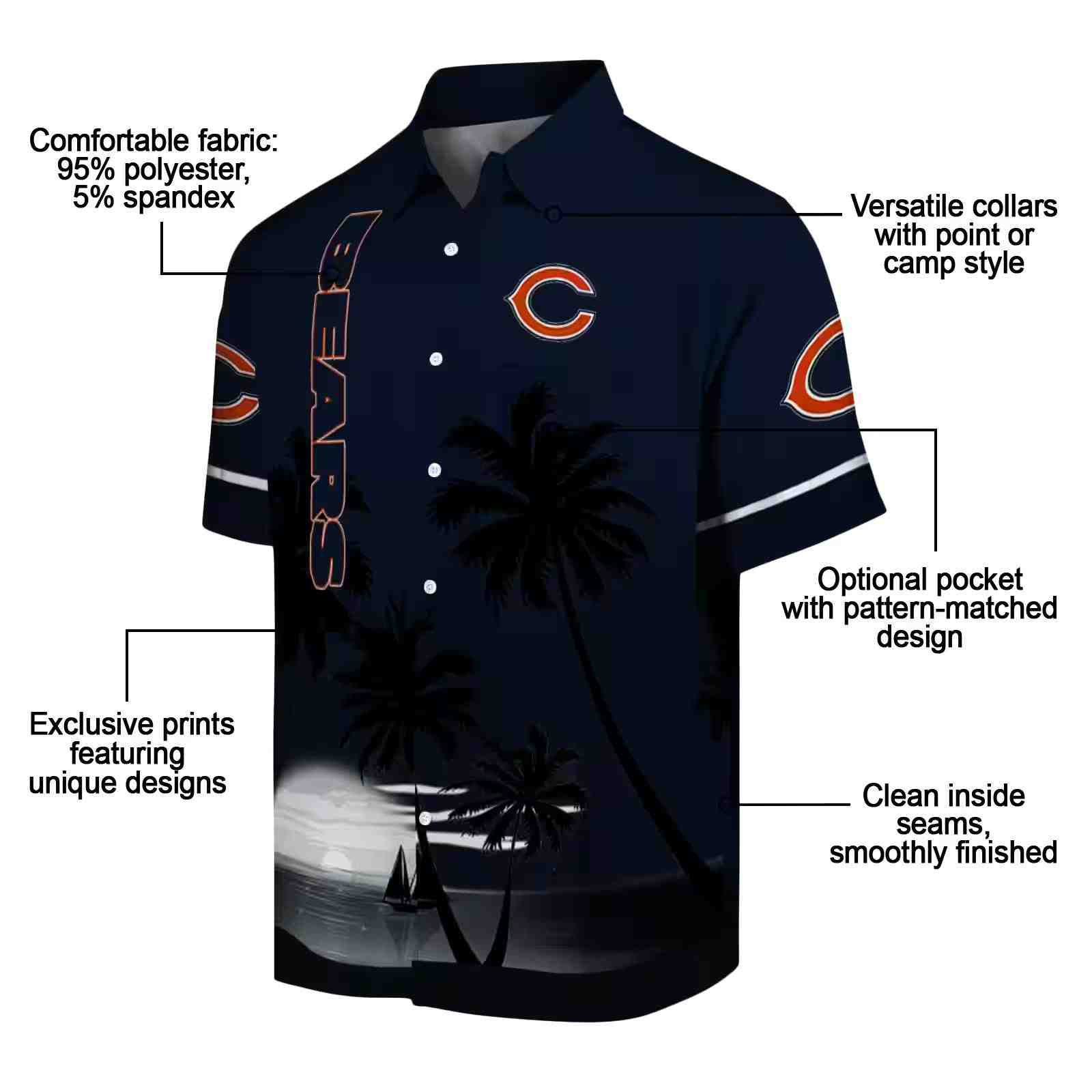 chicago bears beach sunset blue black hawaiian shirt new arrival