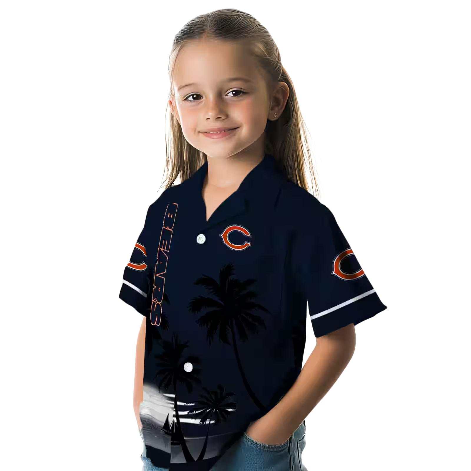 chicago bears beach sunset blue black hawaiian shirt premium grade