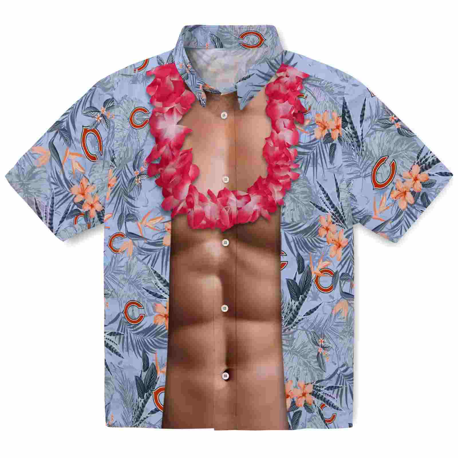 chicago bears chest illusion blue hawaiian shirt best selling