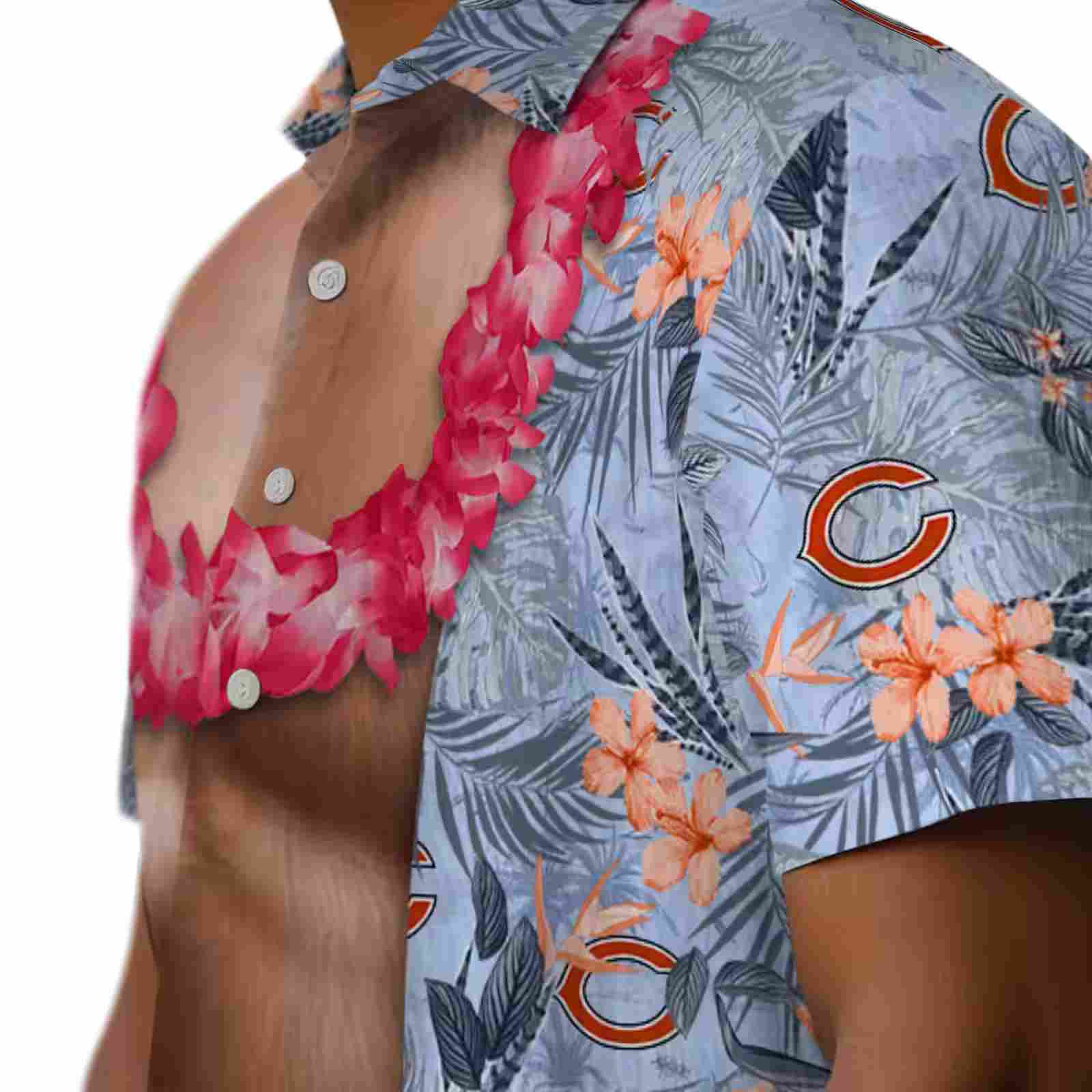 chicago bears chest illusion blue hawaiian shirt trendy