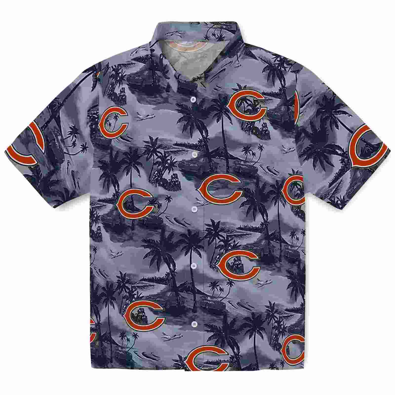 Chicago Bears Coastal Palms Blue Hawaiian Shirt