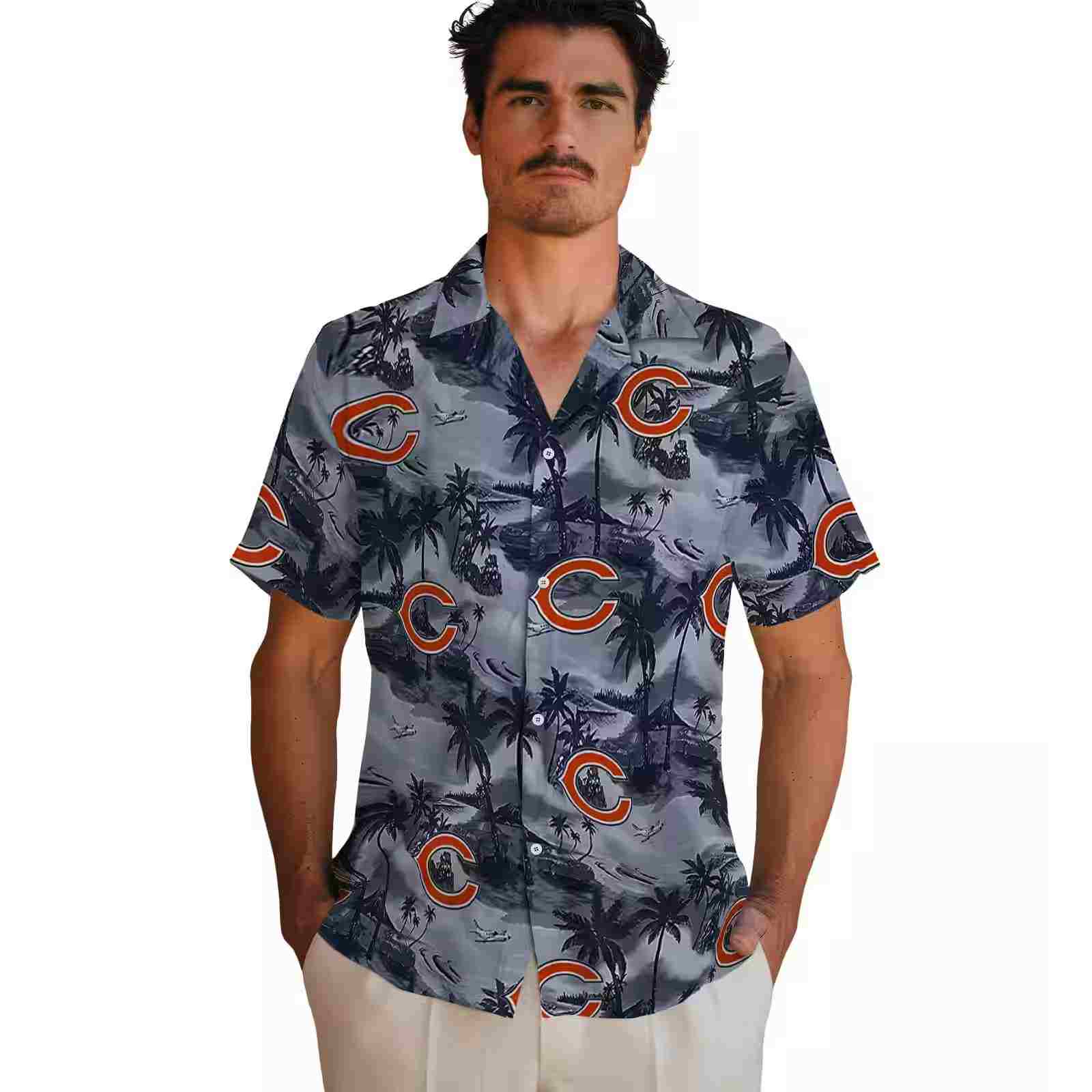 chicago bears coastal palms blue hawaiian shirt fashion forward