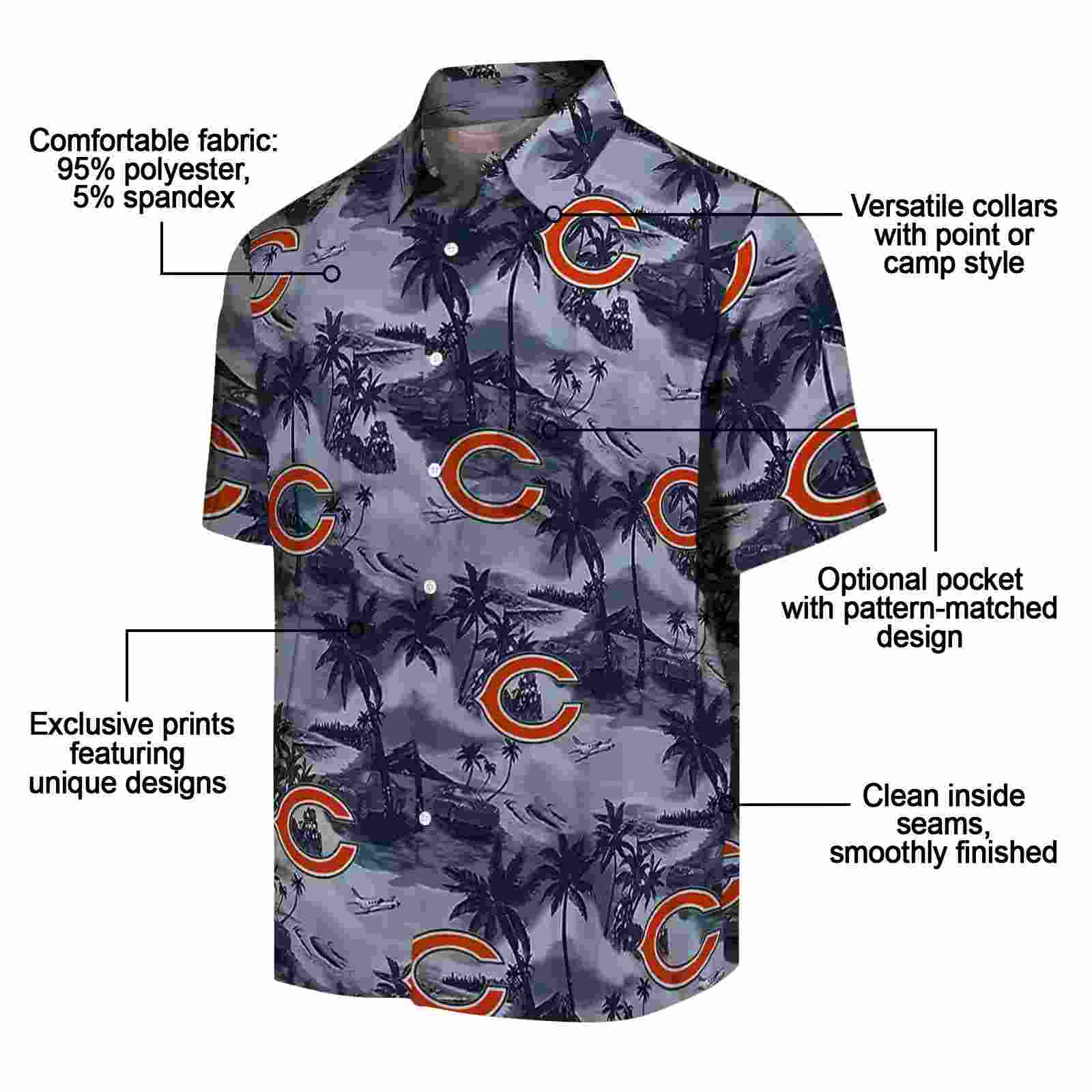 chicago bears coastal palms blue hawaiian shirt new arrival