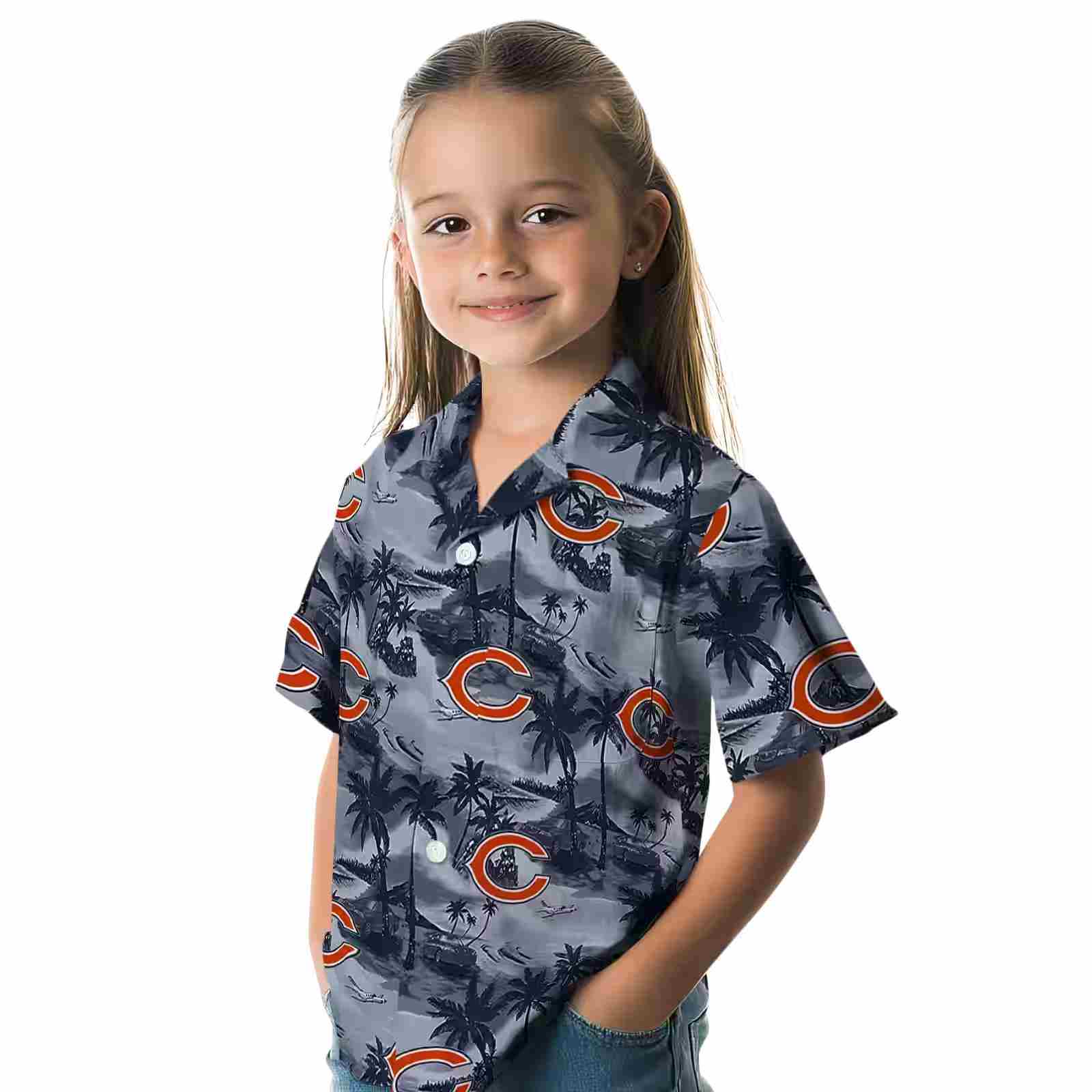 chicago bears coastal palms blue hawaiian shirt premium grade