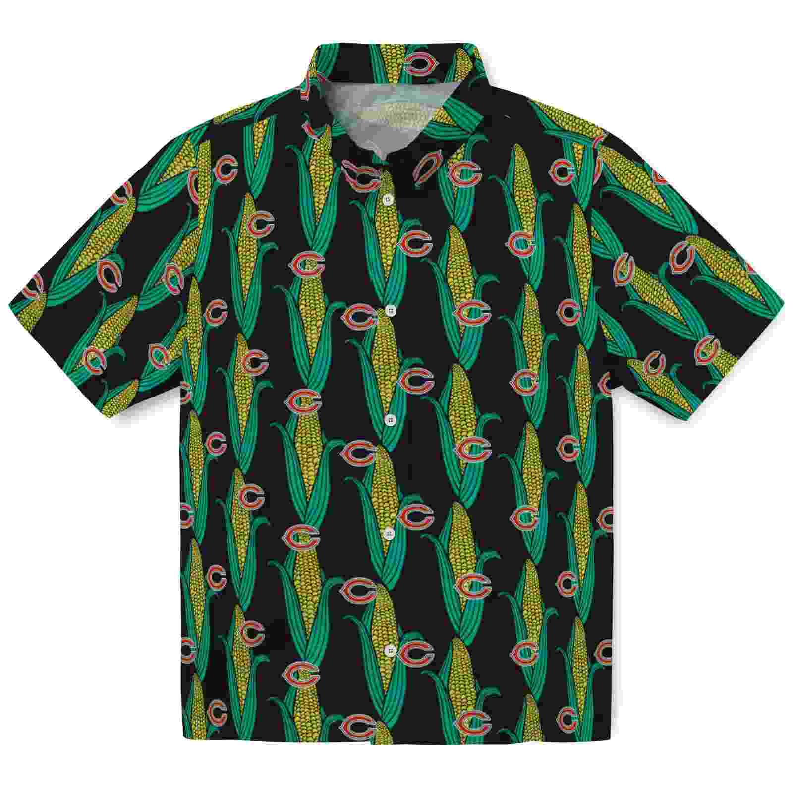 Chicago Bears Corn Motifs Black Green Hawaiian Shirt