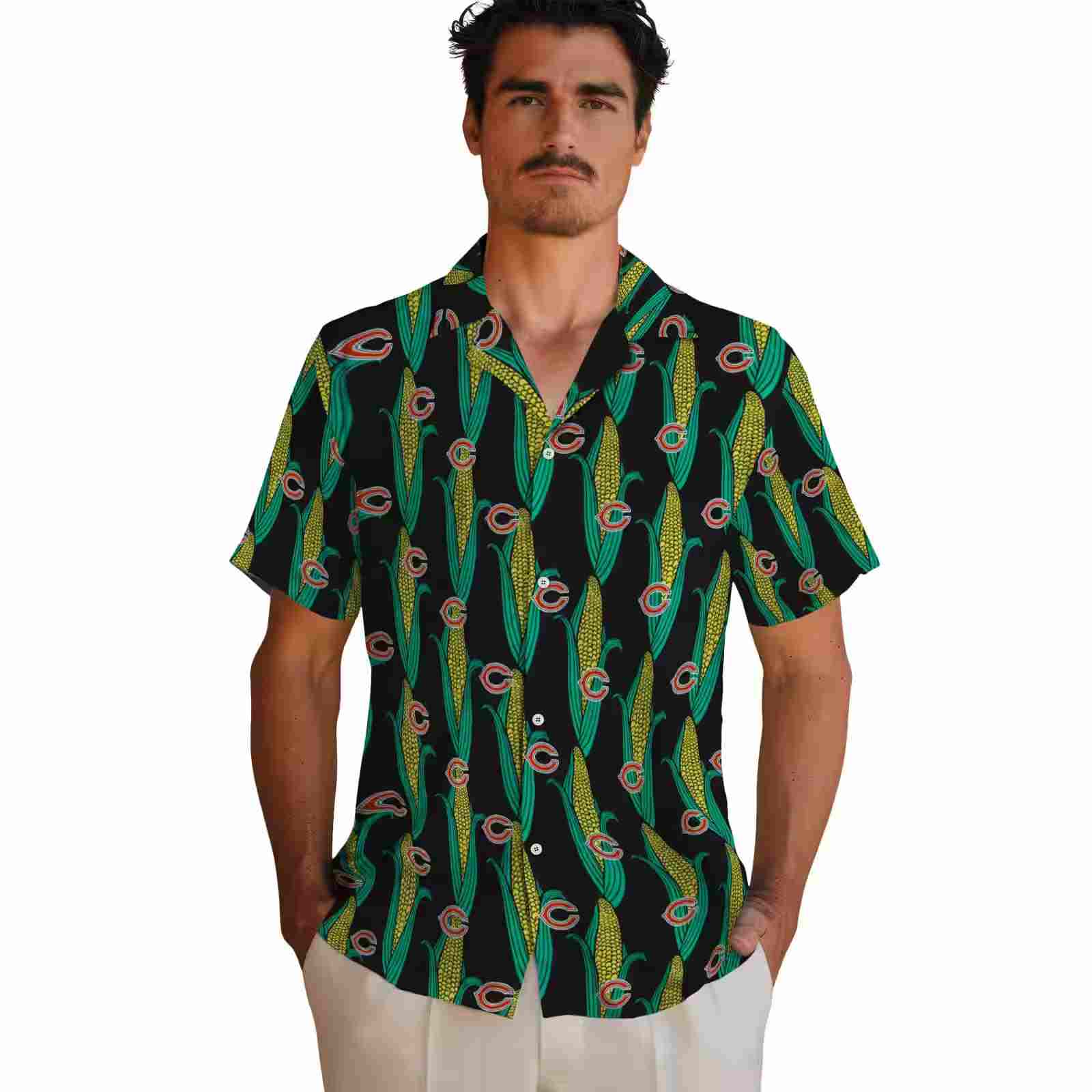 chicago bears corn motifs black green hawaiian shirt fashion forward